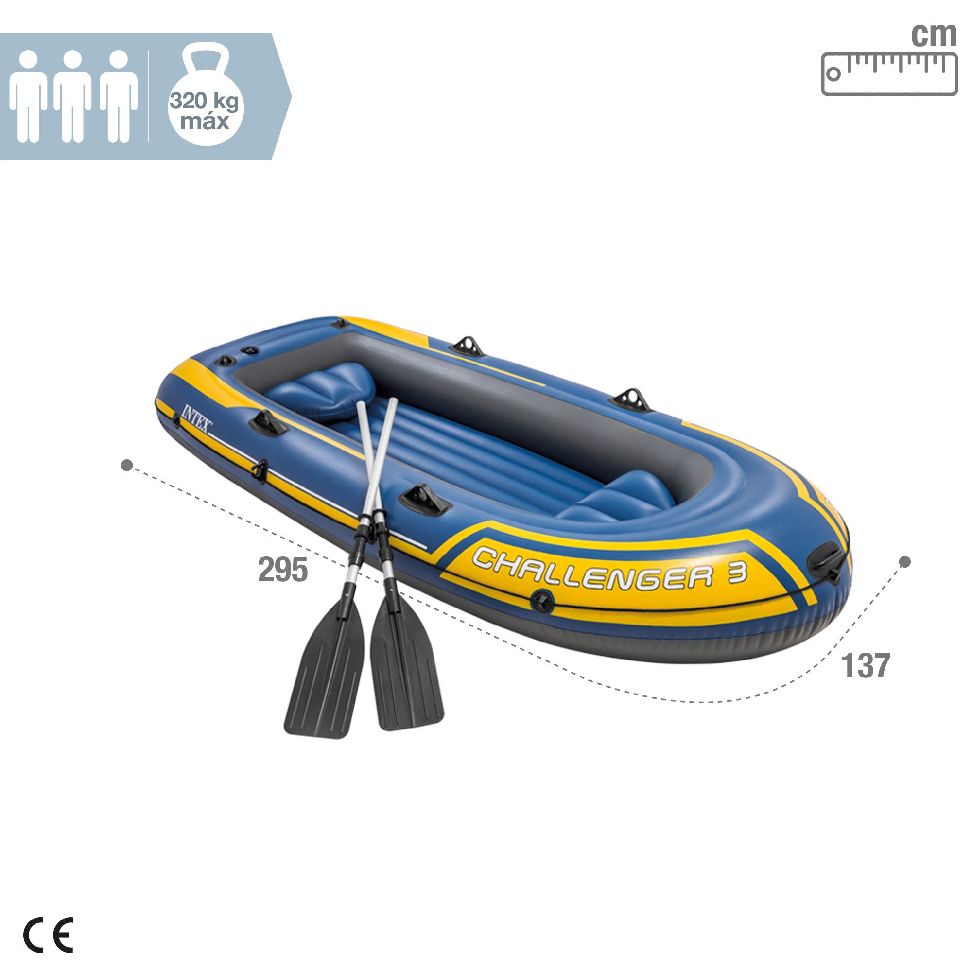 INTEX Barca hinchable challenger 3 con remos 295x137x43 cm