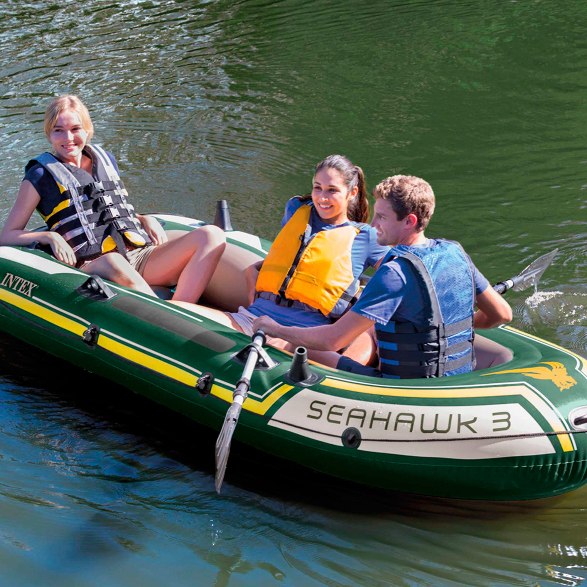 INTEX Barca hinchable seahawk 3 & remos aluminio - 295x137x43 cm