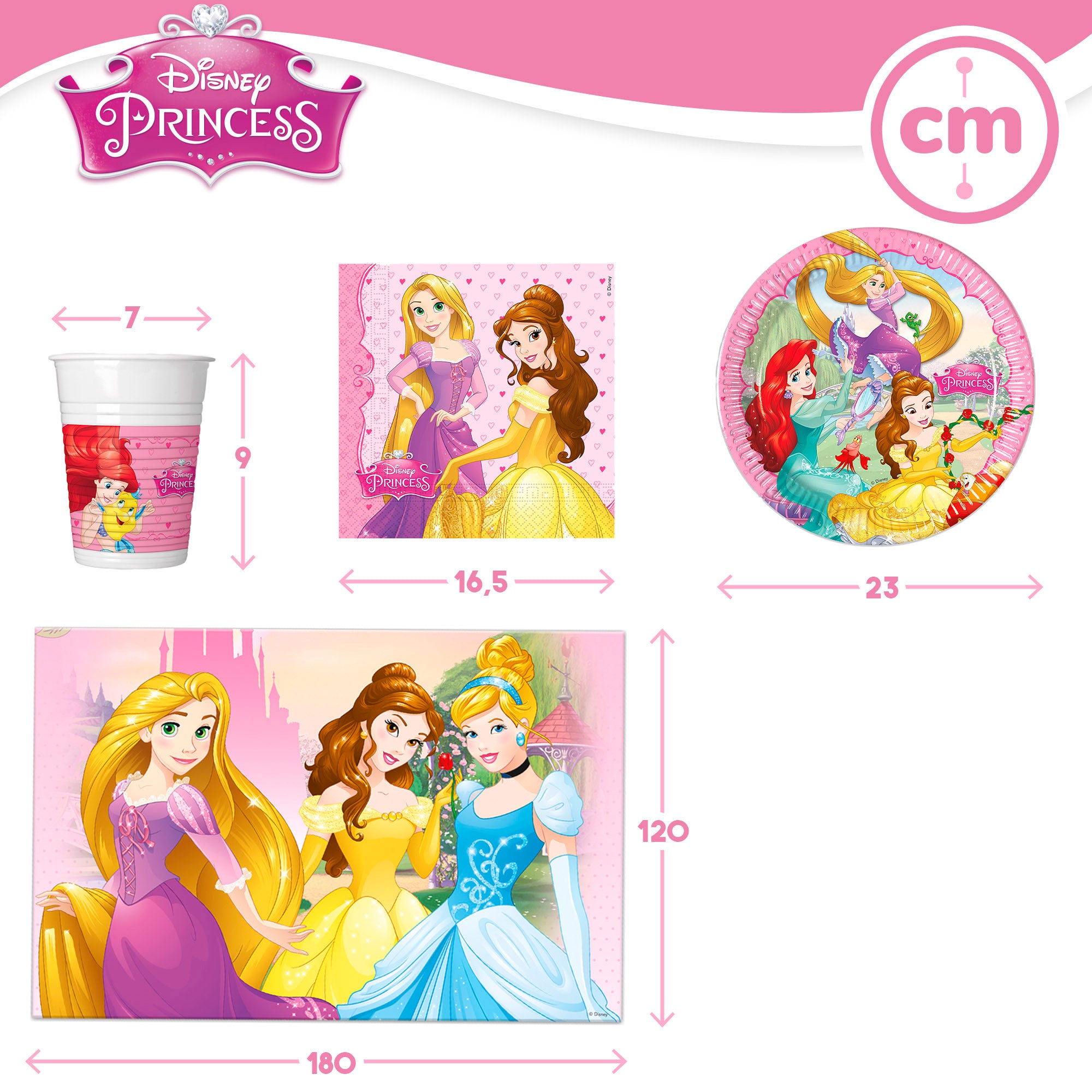 Disney Princess Vajilla infantil desechable 37 piezas