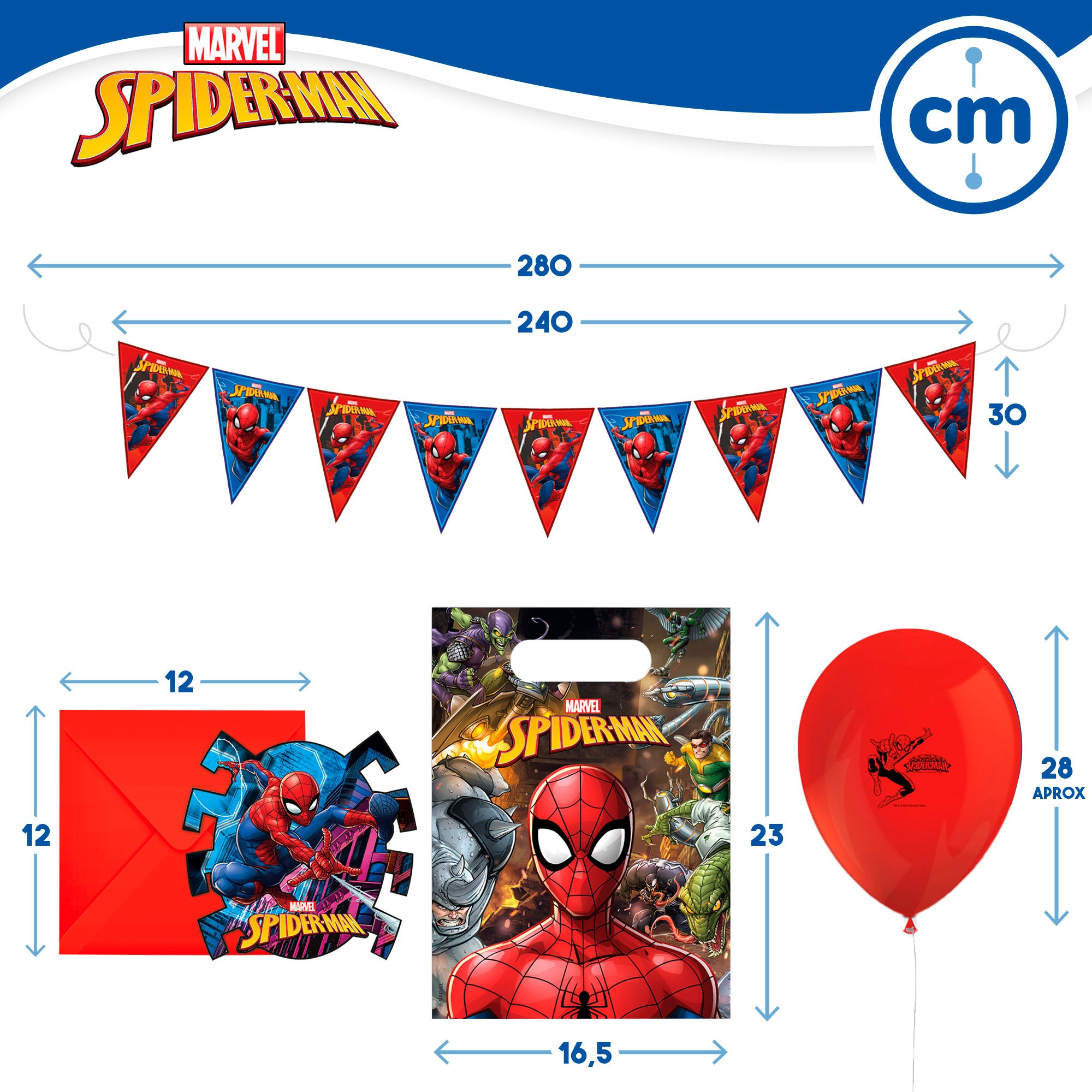Spider-Man Set vajilla infantil y decoración desechable 66 piezas