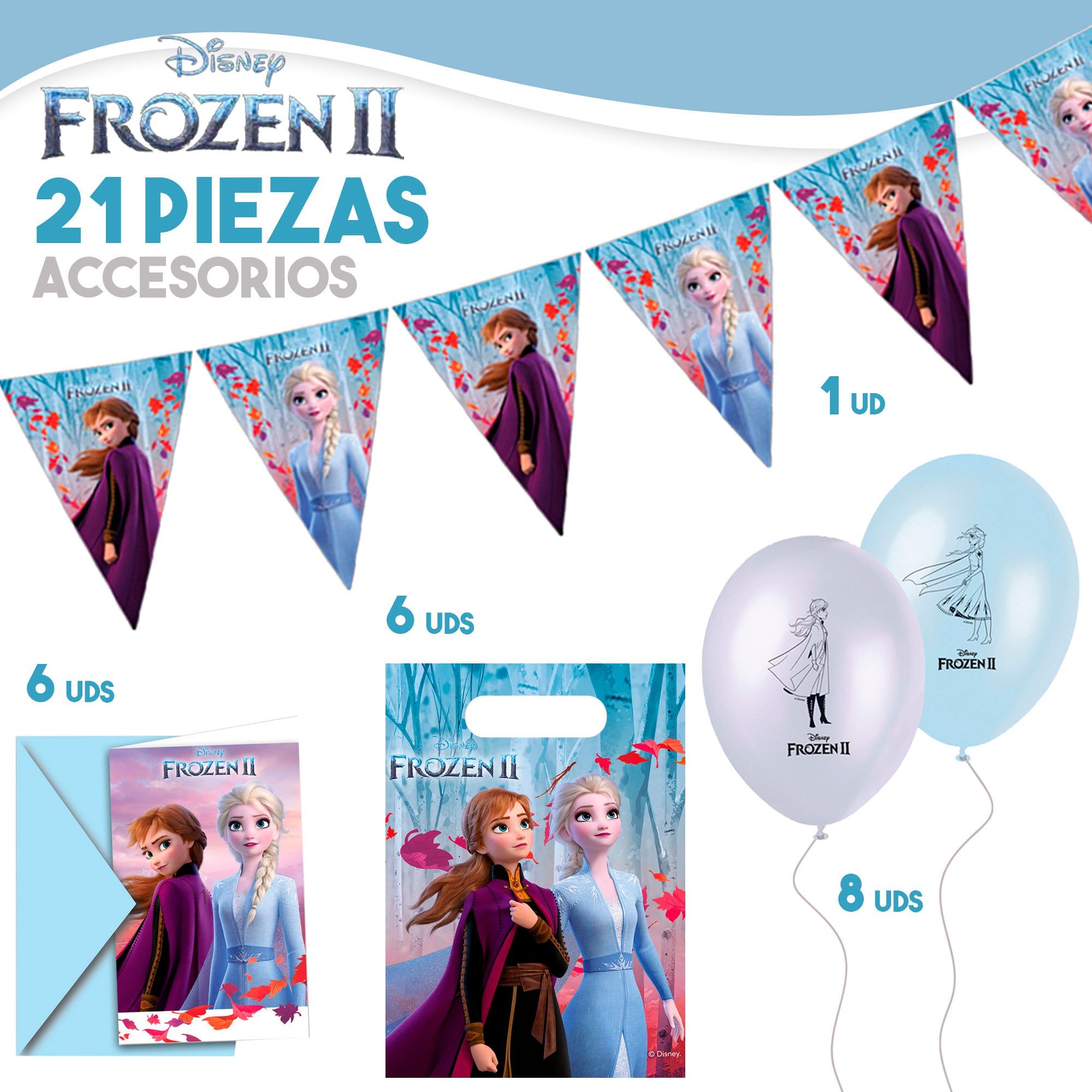 Frozen Set Vajilla infantil y decoración desechable 66 piezas