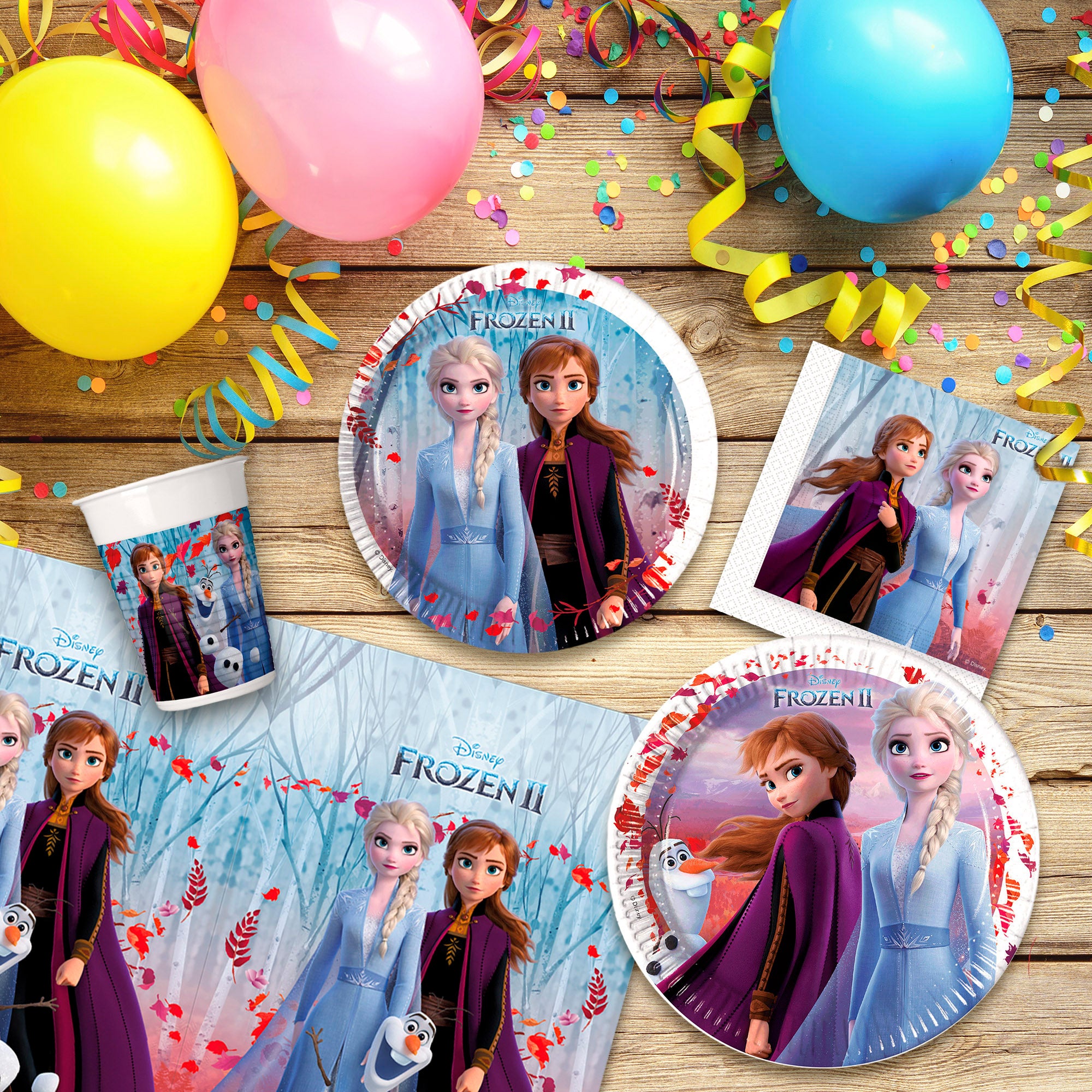 Frozen Set Vajilla infantil y decoración desechable 66 piezas
