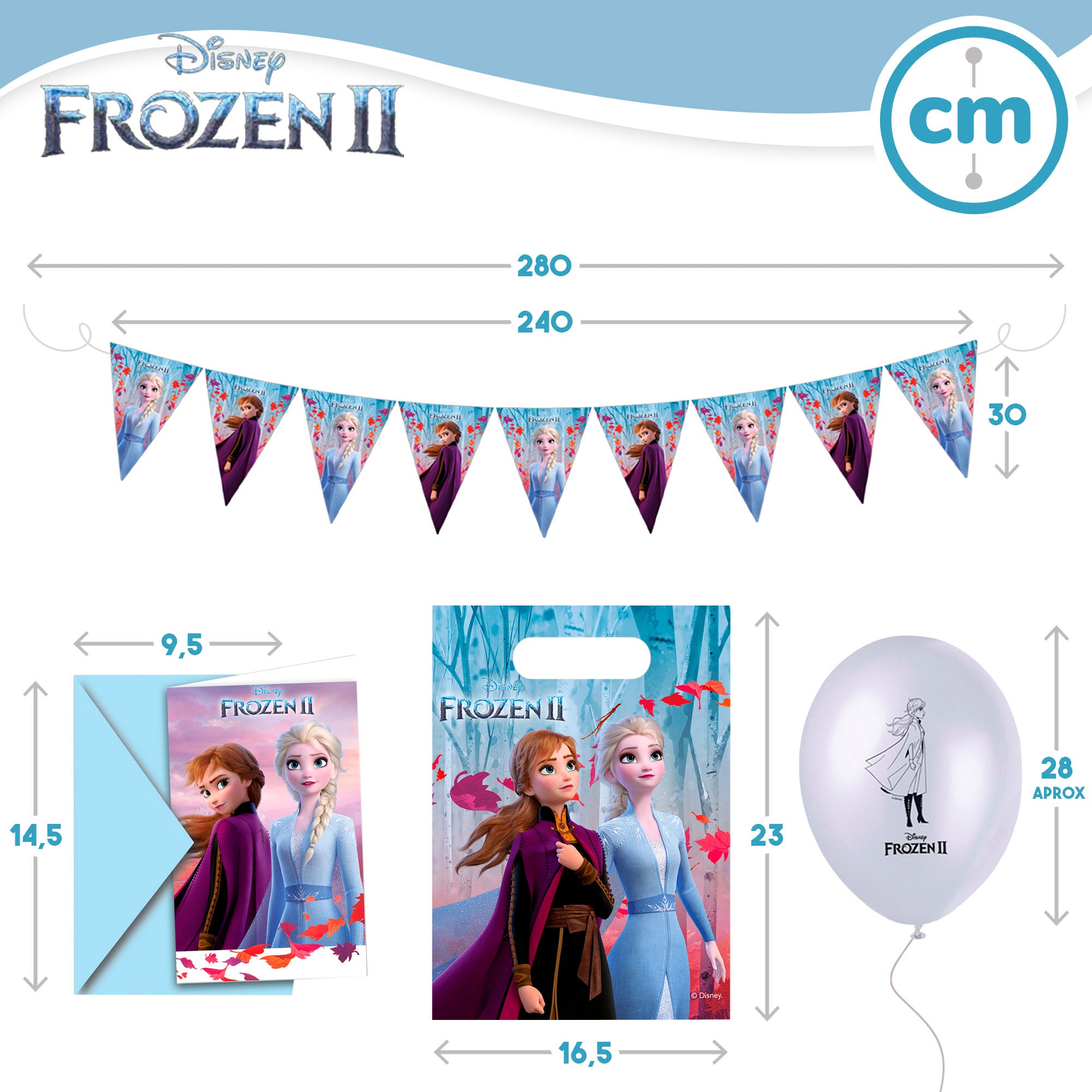 Frozen Set Vajilla infantil y decoración desechable 66 piezas