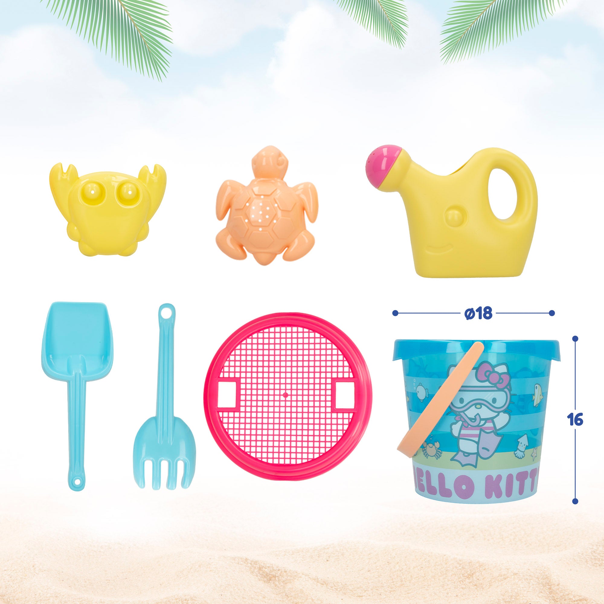 Hello Kitty Set cubo playa con accesorios y mochila transporte