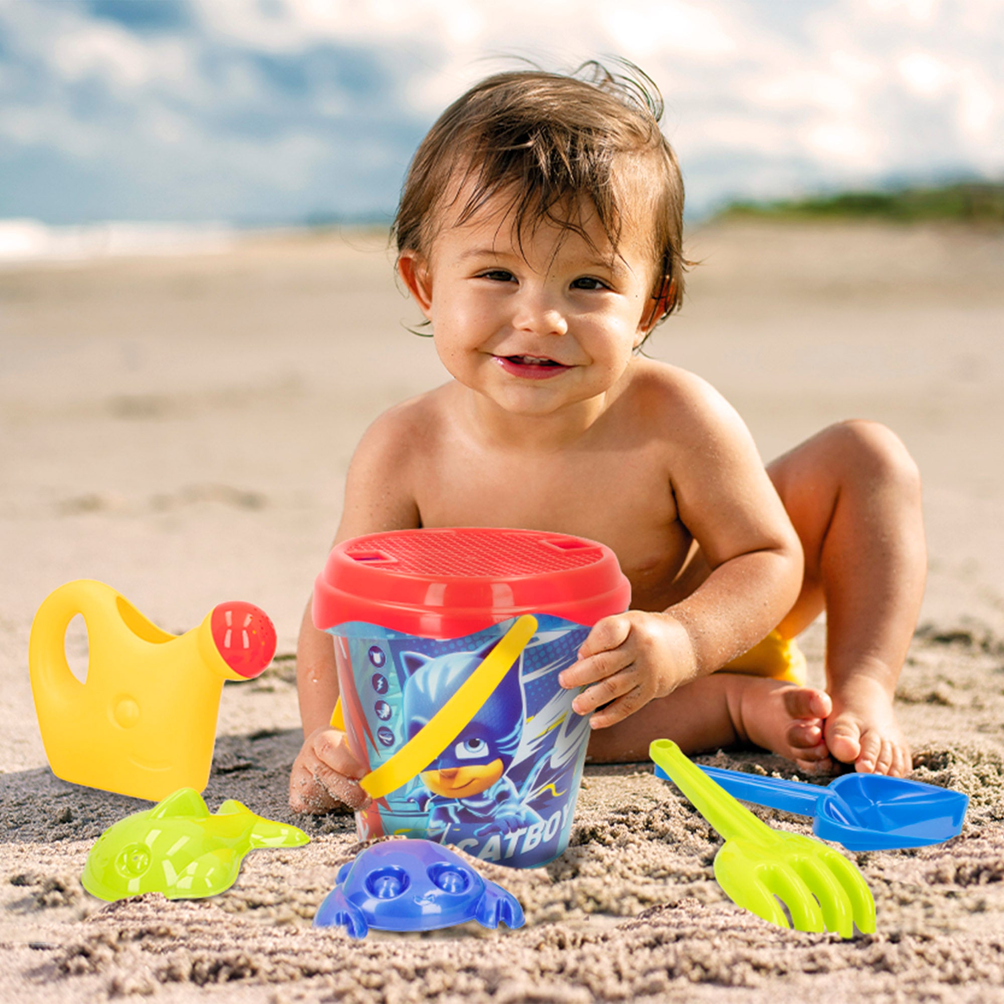 PJ Masks Set cubo playa con accesorios y mochila transporte