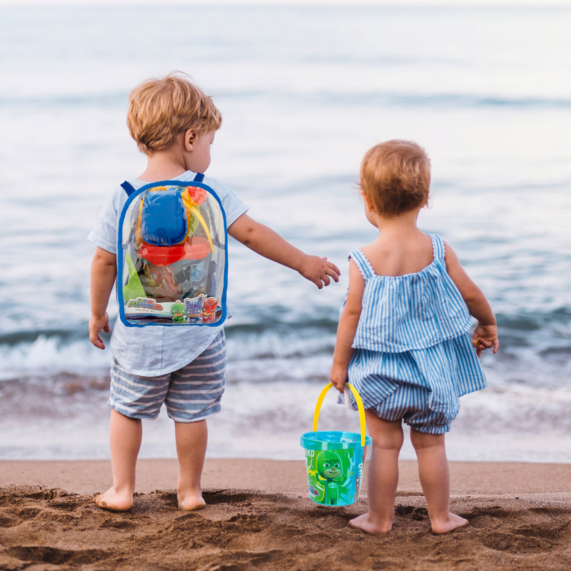 PJ Masks Set cubo playa con accesorios y mochila transporte