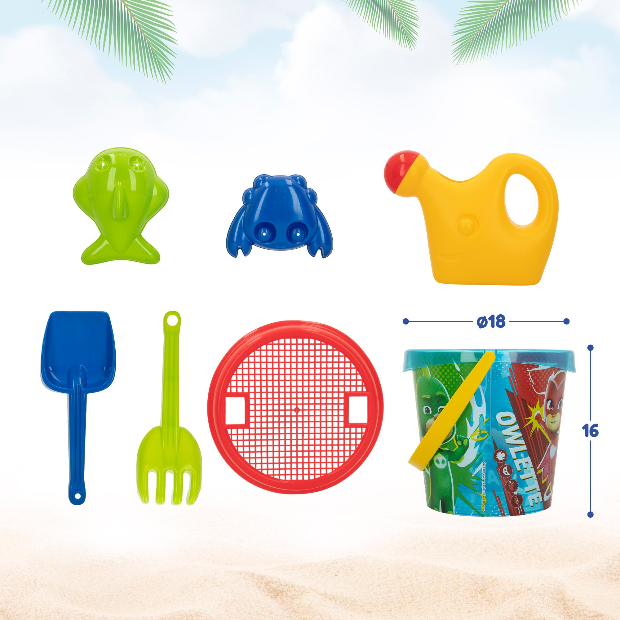 PJ Masks Set cubo playa con accesorios y mochila transporte