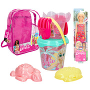 Barbie Set cubo playa con muñeca, accesorios y mochila transporte