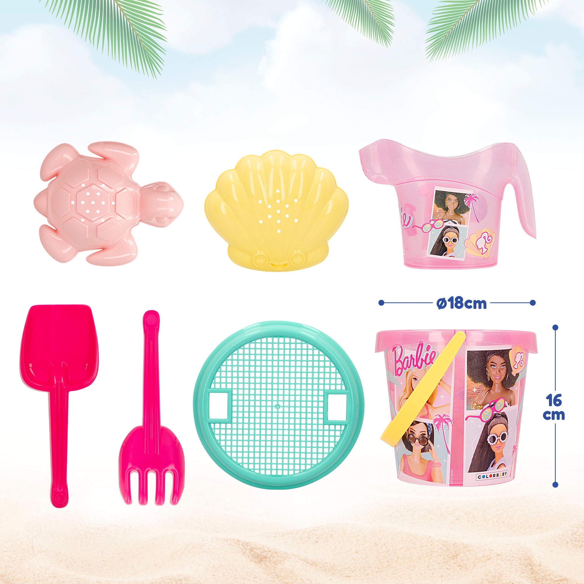 Barbie Set cubo playa con muñeca, accesorios y mochila transporte