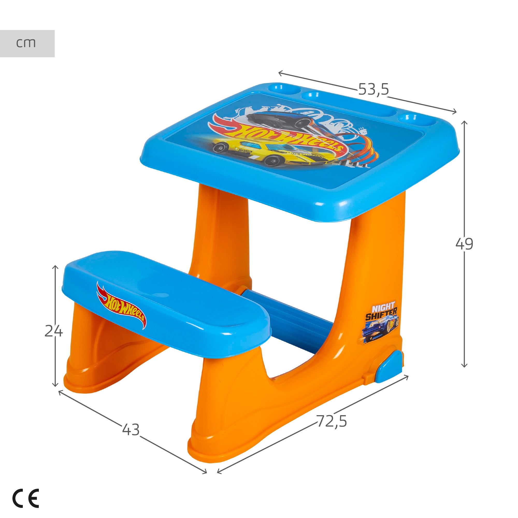 Hot Wheels Pupitre infantil con asiento y reposapiés