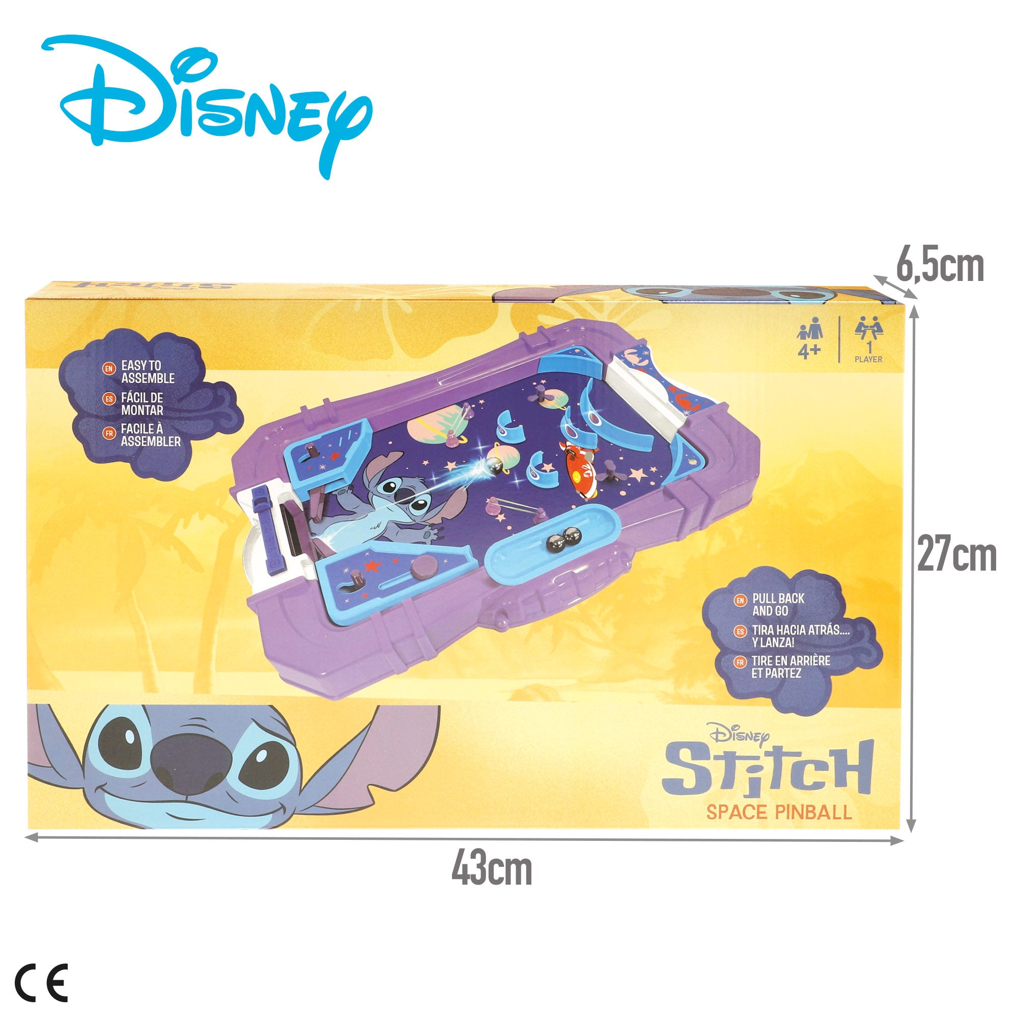 Stitch Pinball de mesa infantil 26x38x8 cm