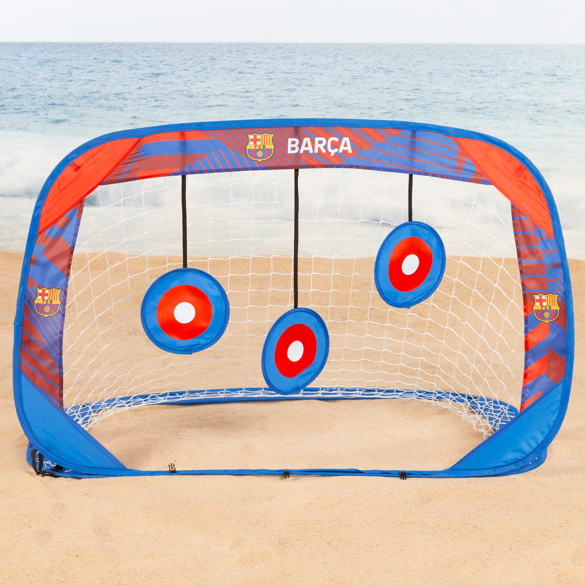 Barça Portería 4 en 1 pop-up con diana 120x80x80 cm