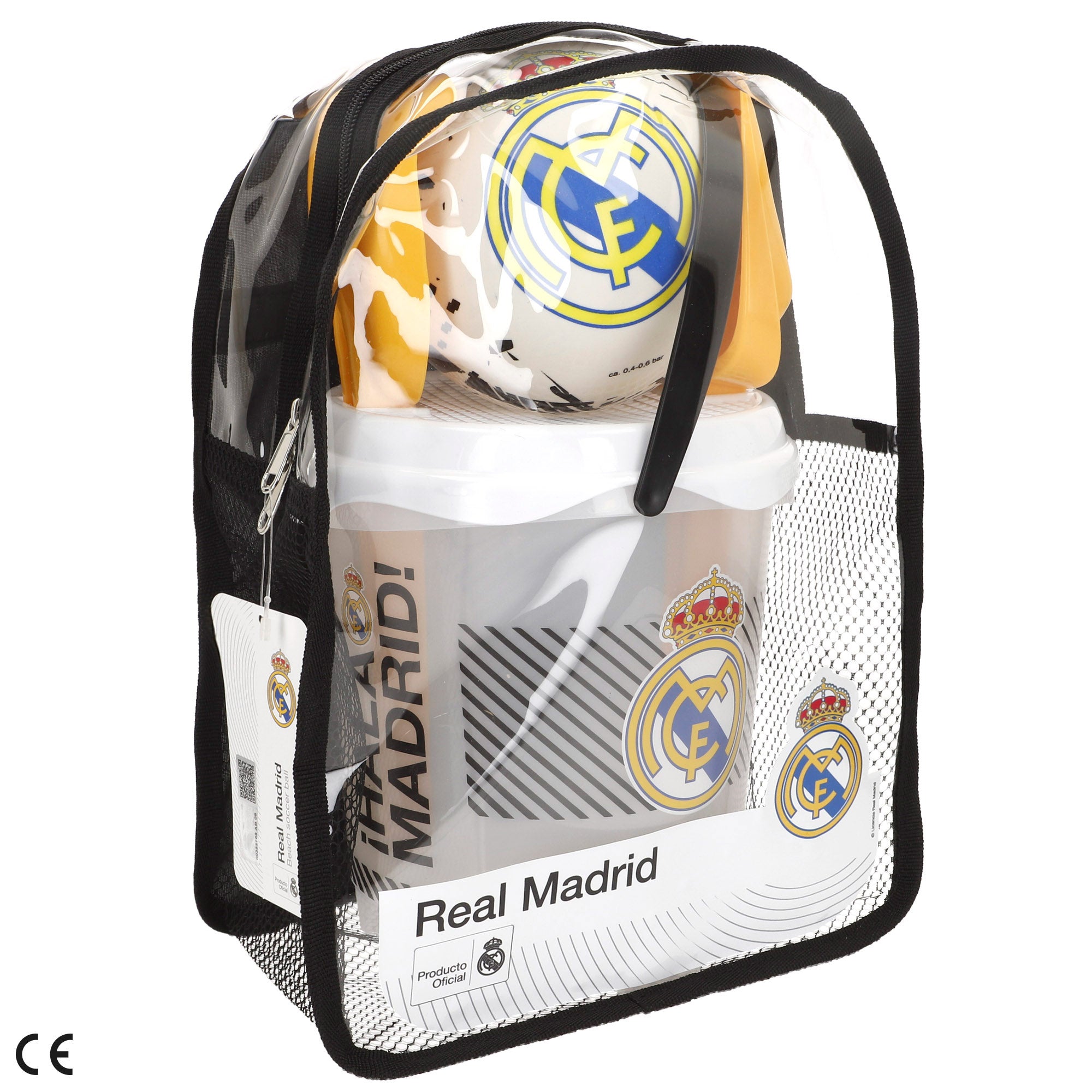 Real Madrid Cubo de playa con accesorios y balón del equipo