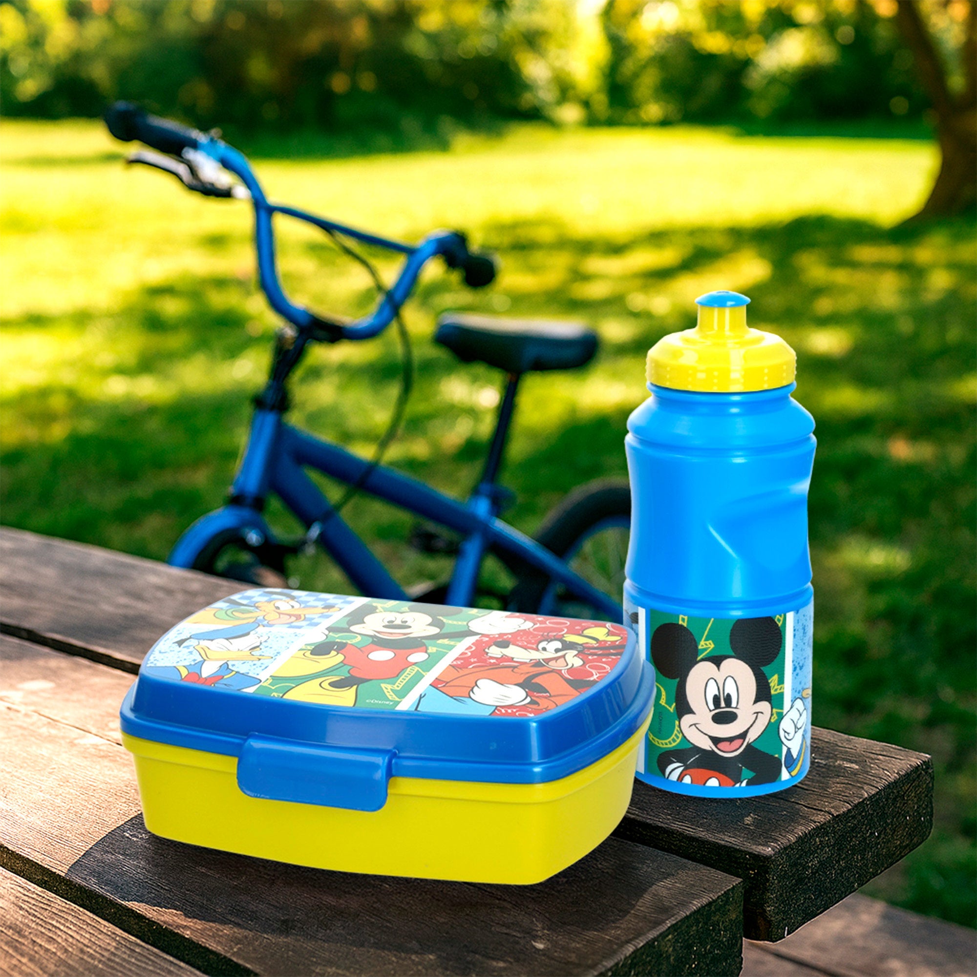 Mickey Mouse Set infantil sandwichera y botella 380 ml colegio