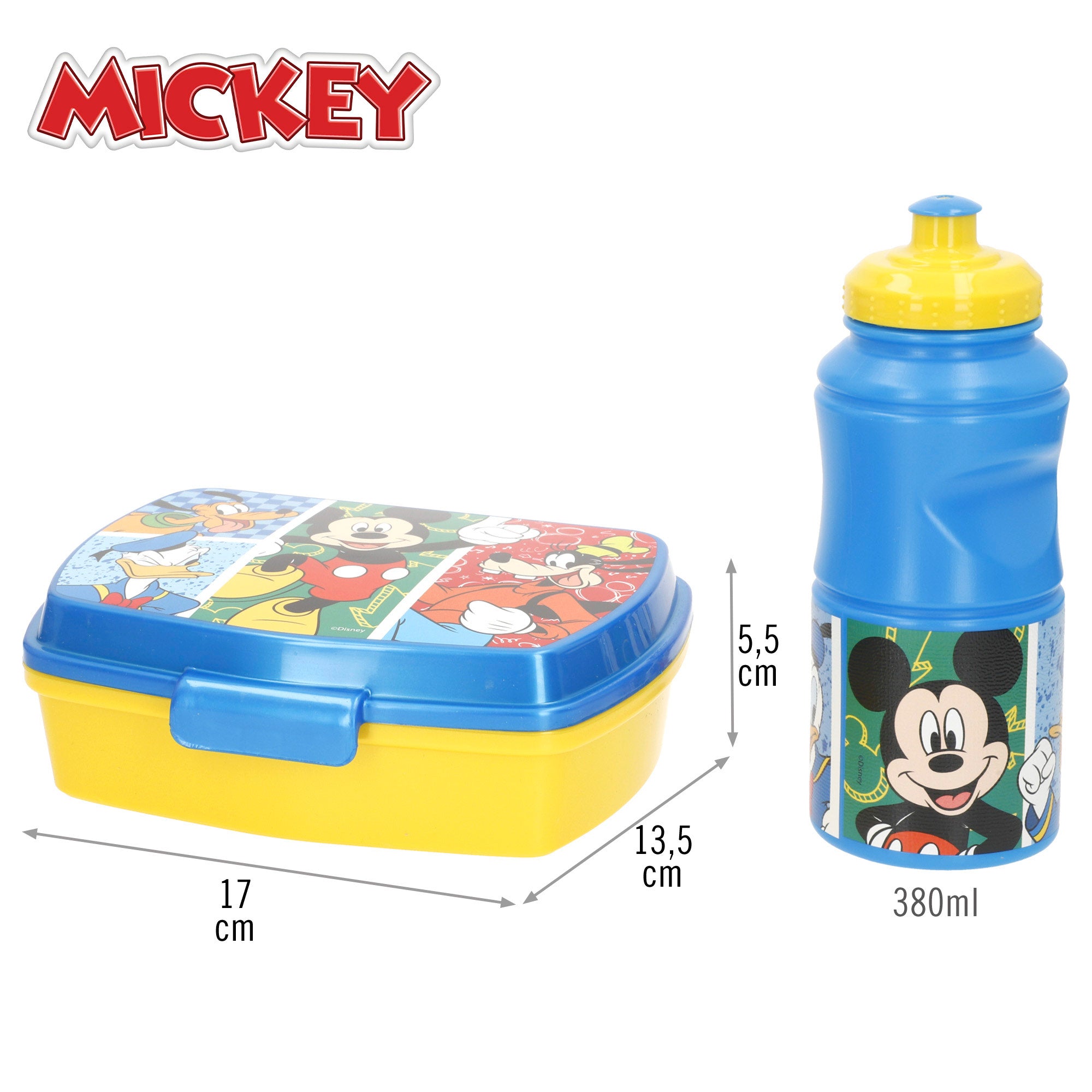 Mickey Mouse Set infantil sandwichera y botella 380 ml colegio