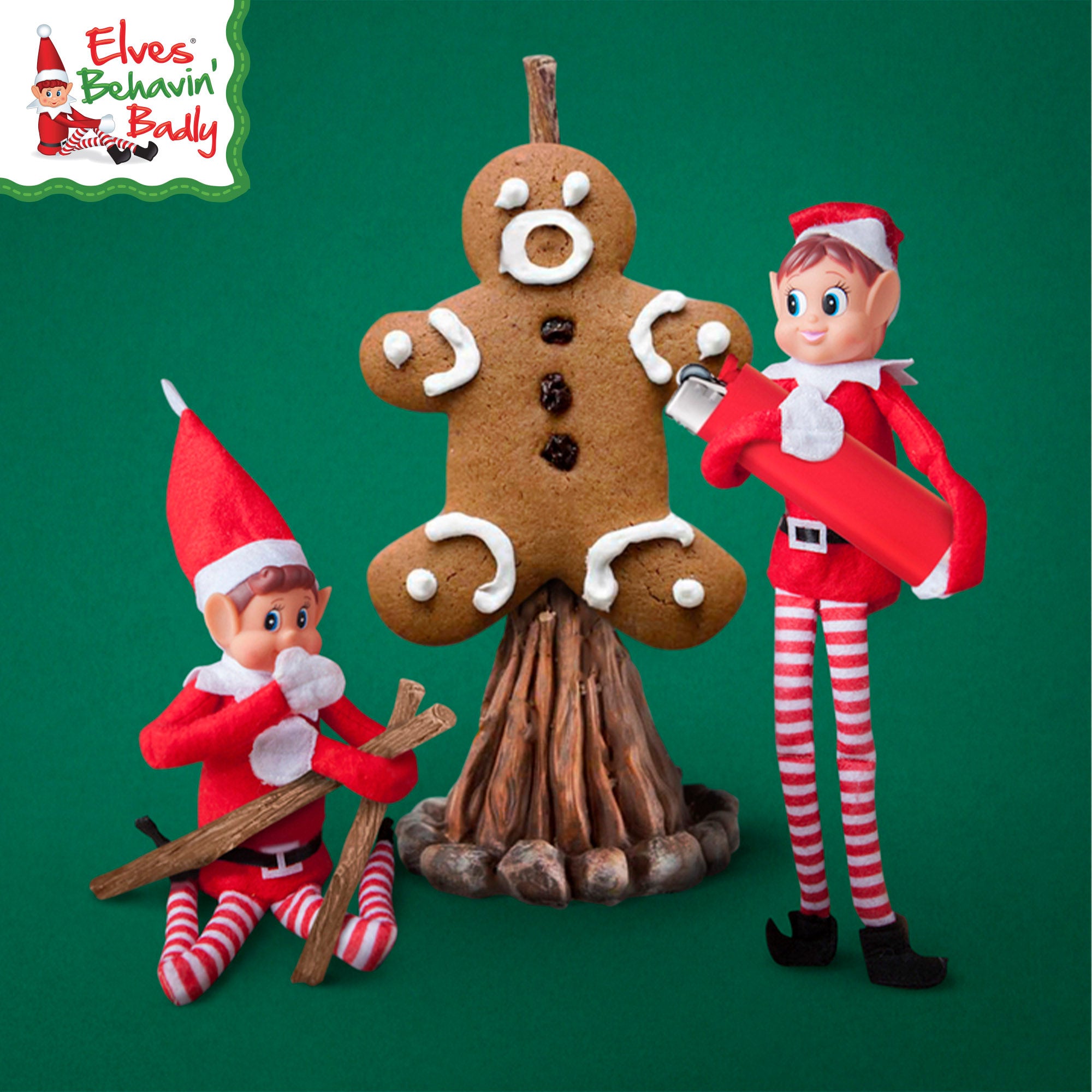 Elves Behavin' Badly Pack 2 elfos traviesos originales (chico y chica) 30 cm