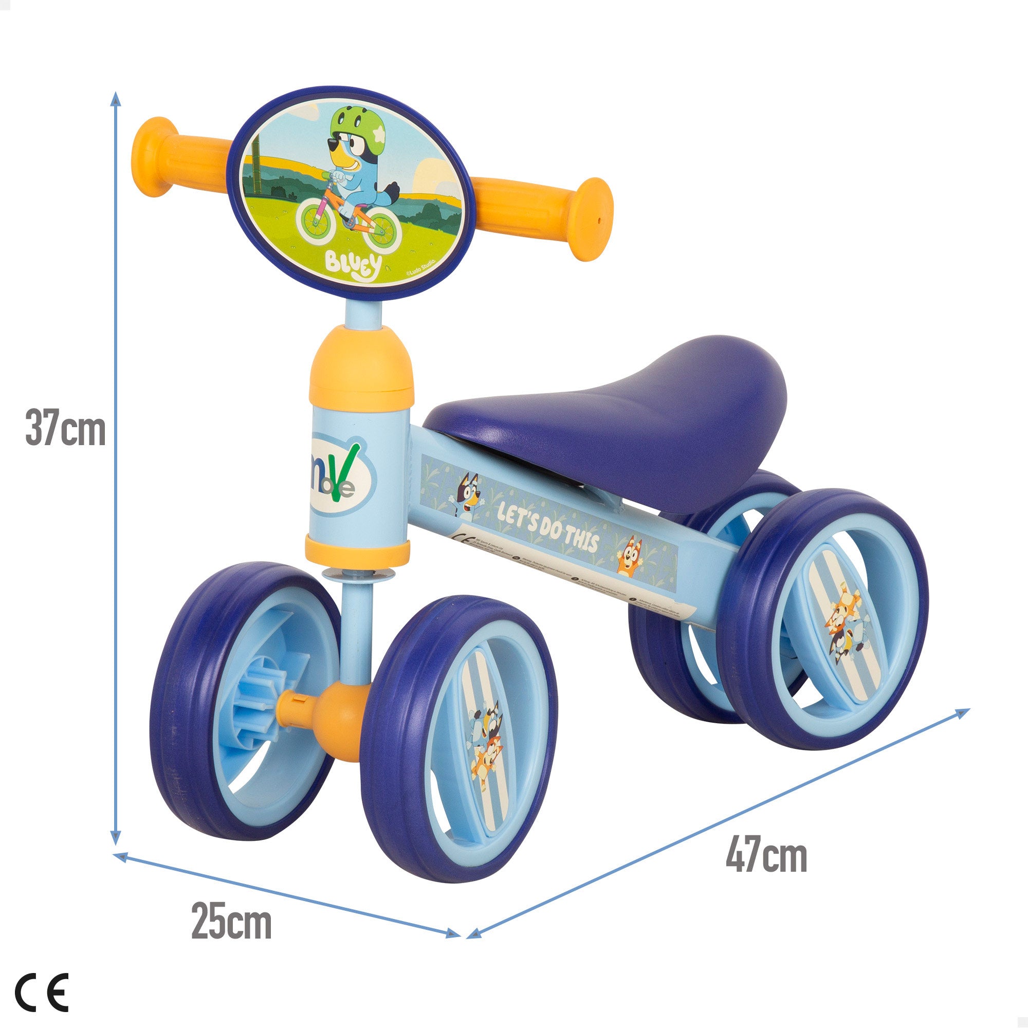 Triciclo Bluey para bebé com um peso máximo de 15 kg.