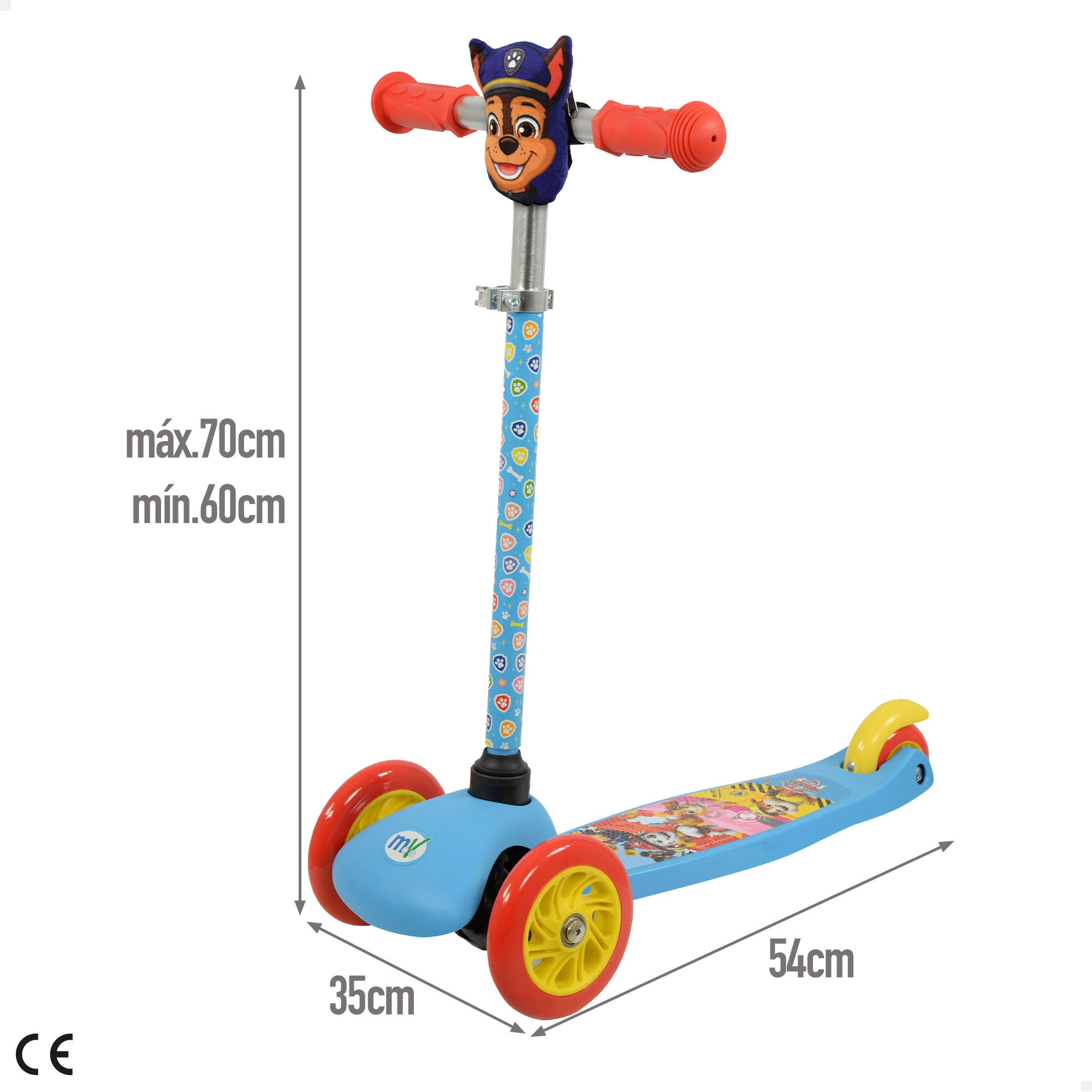 La Patrulla Canina Patinete infantil 3 ruedas con bolsillo delantero Chase
