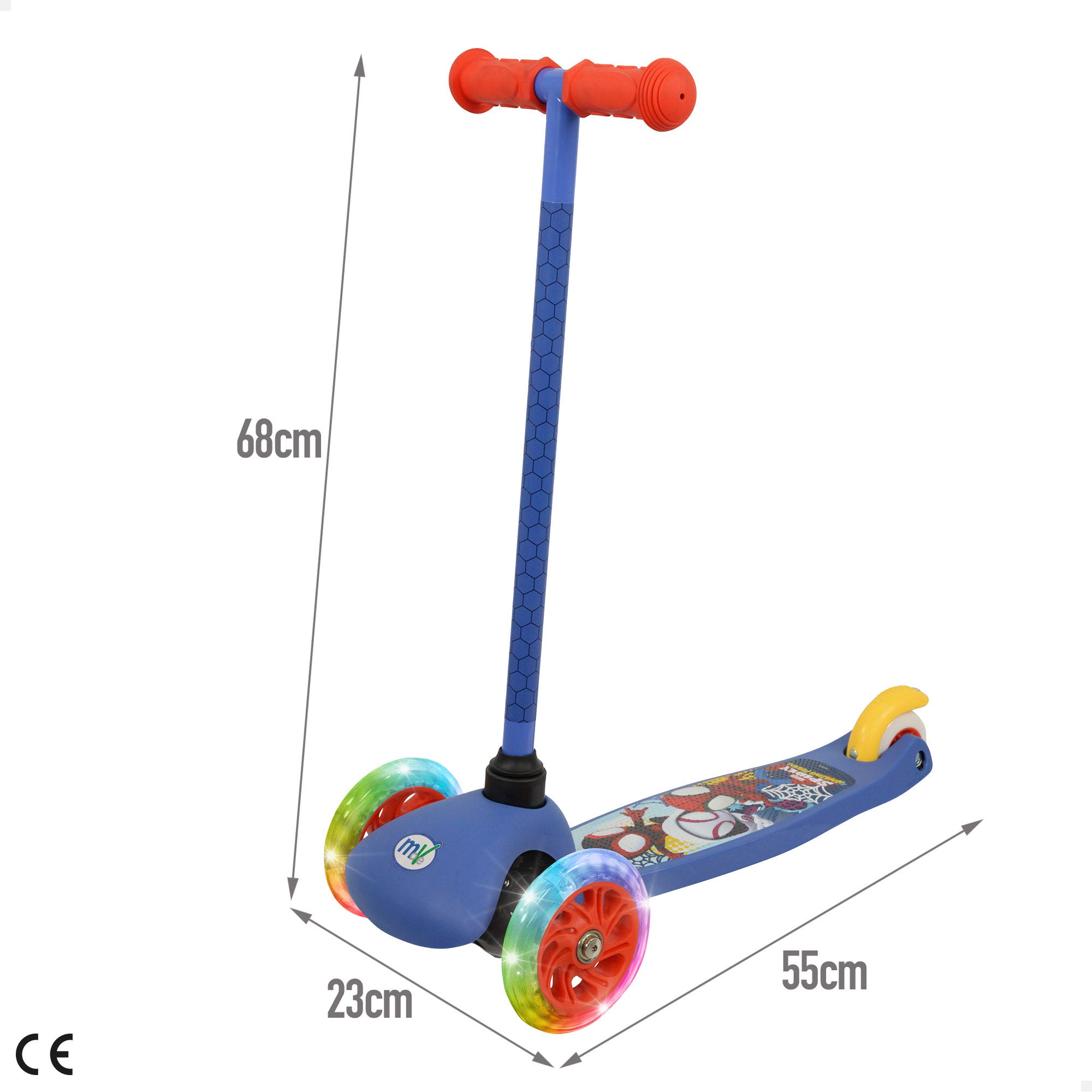Spidey Patinete 3 ruedas máx. 20 kg con luces y freno