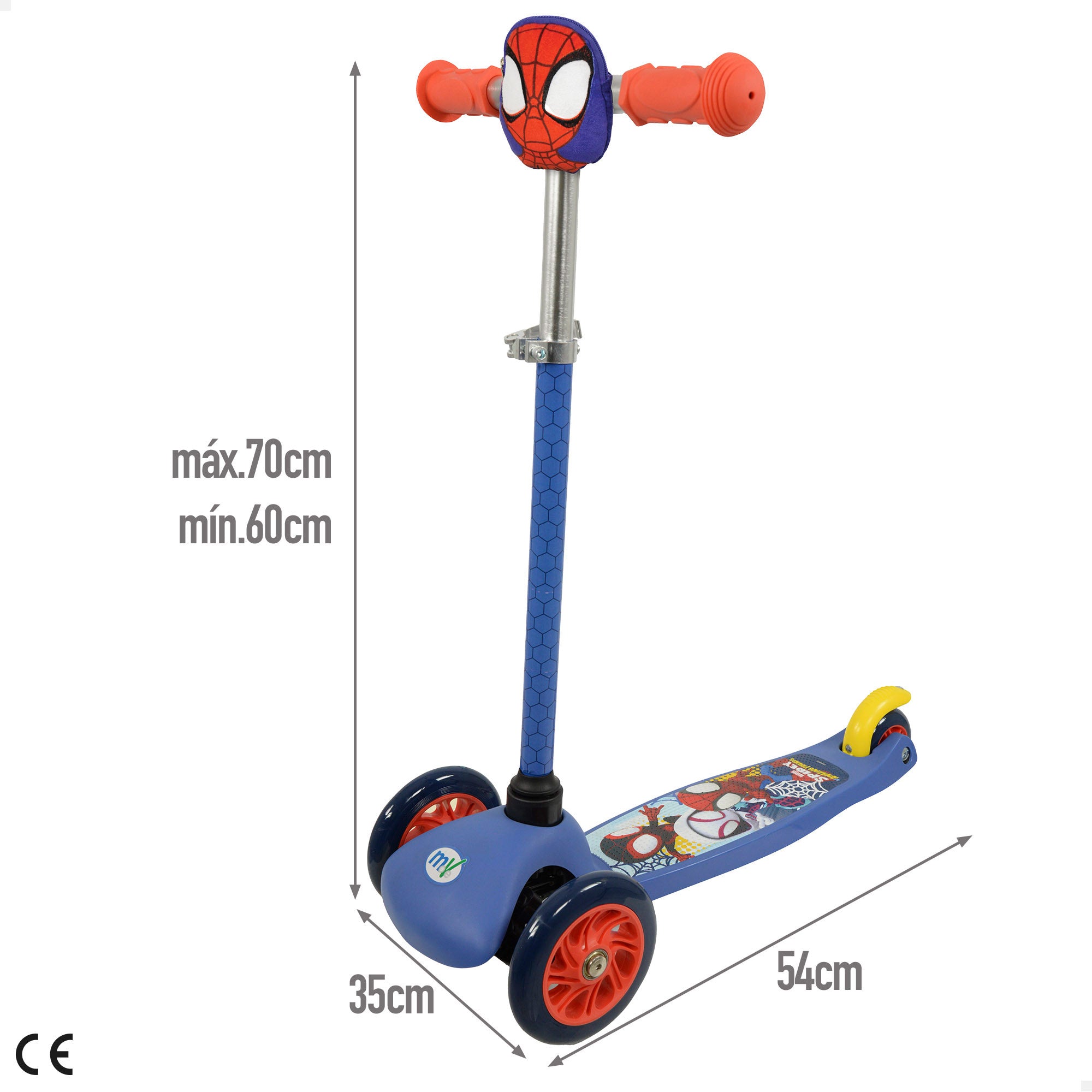 Spidey Patinete infantil 3 ruedas con bolsillo