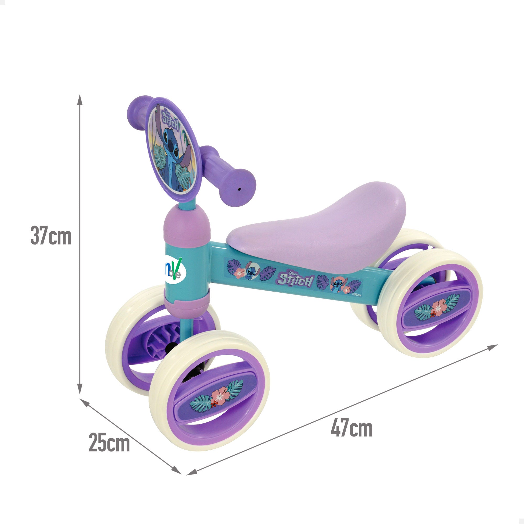 Triciclo Stitch para bebés com um peso máximo de 15 kg.