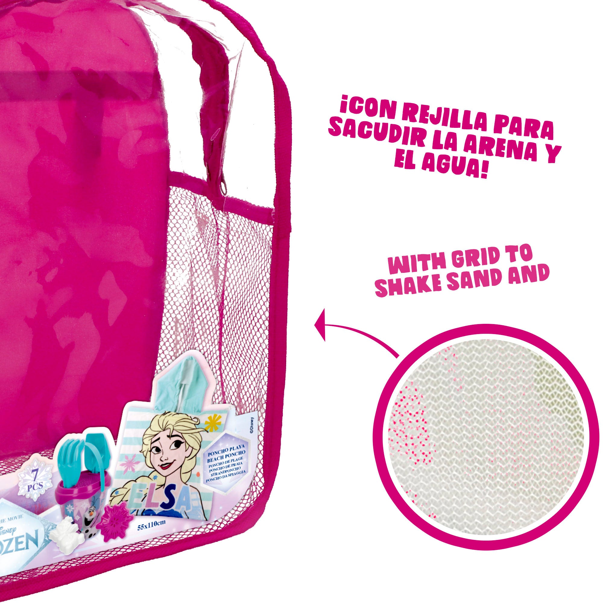 Frozen Set cubo de playa con poncho, accesorios y mochila