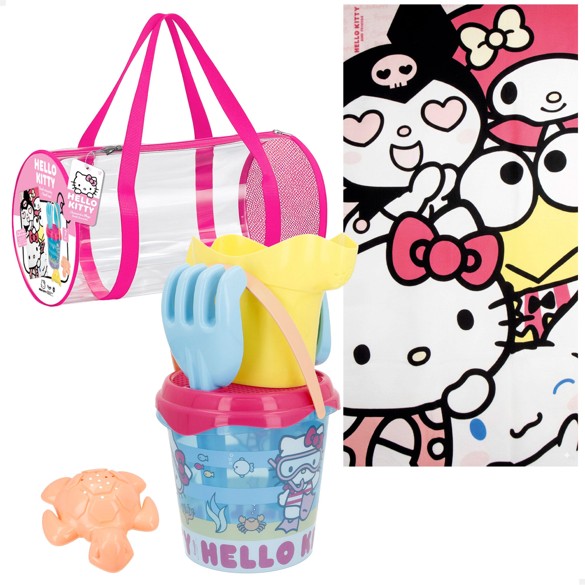 Hello Kitty Set cubo de playa con toalla, accesorios y bolsa