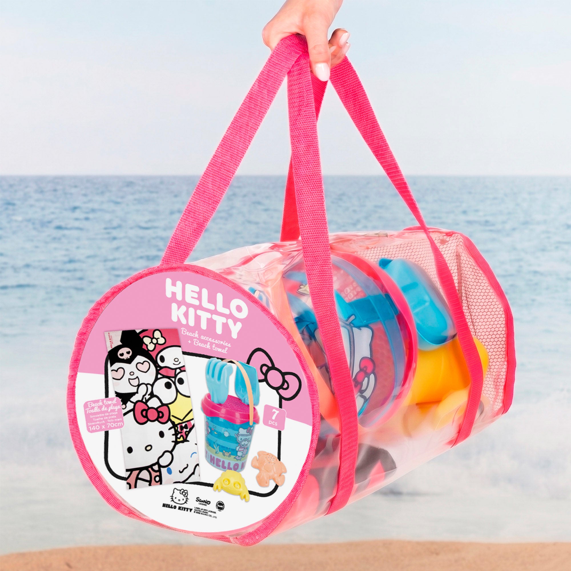 Hello Kitty Set cubo de playa con toalla, accesorios y bolsa