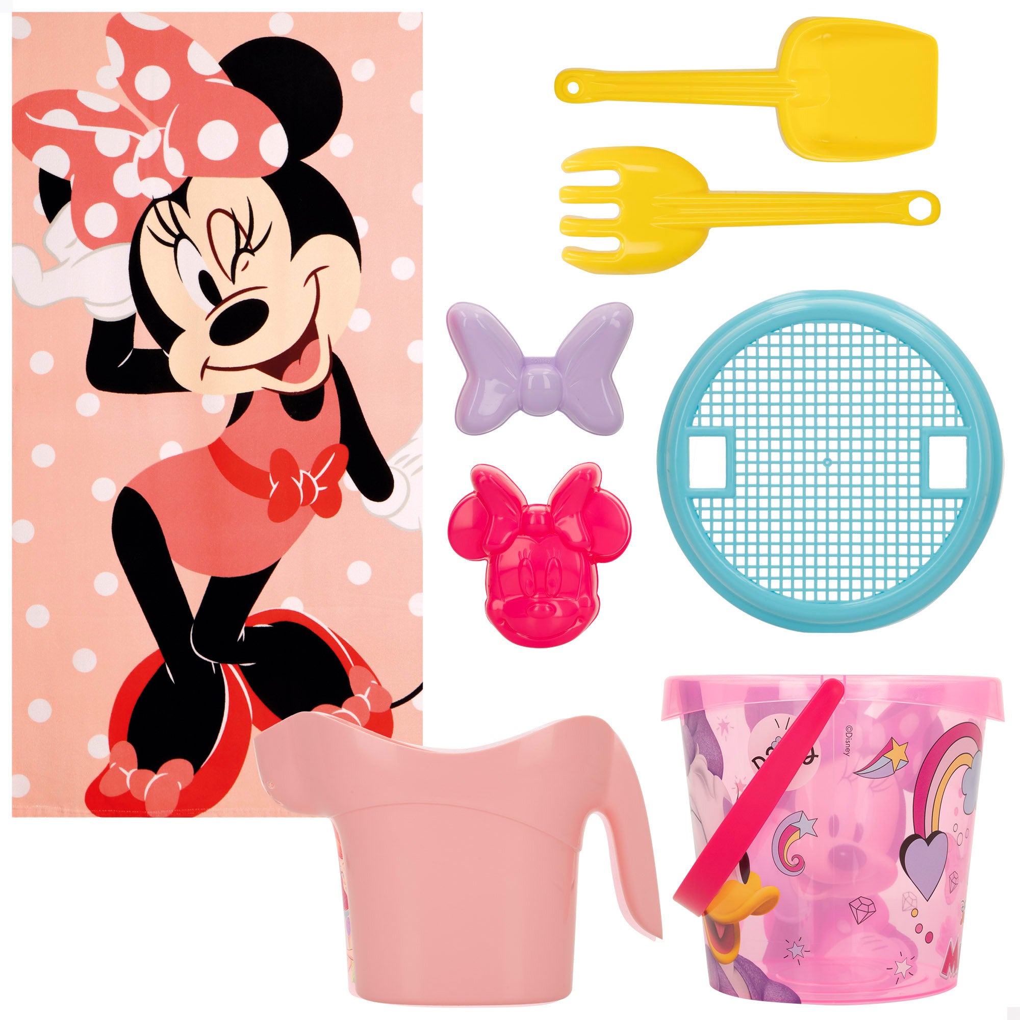 Minnie Set cubo de playa con toalla, accesorios y bolsa
