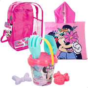 Minnie Set cubo de playa con poncho, accesorios y mochila