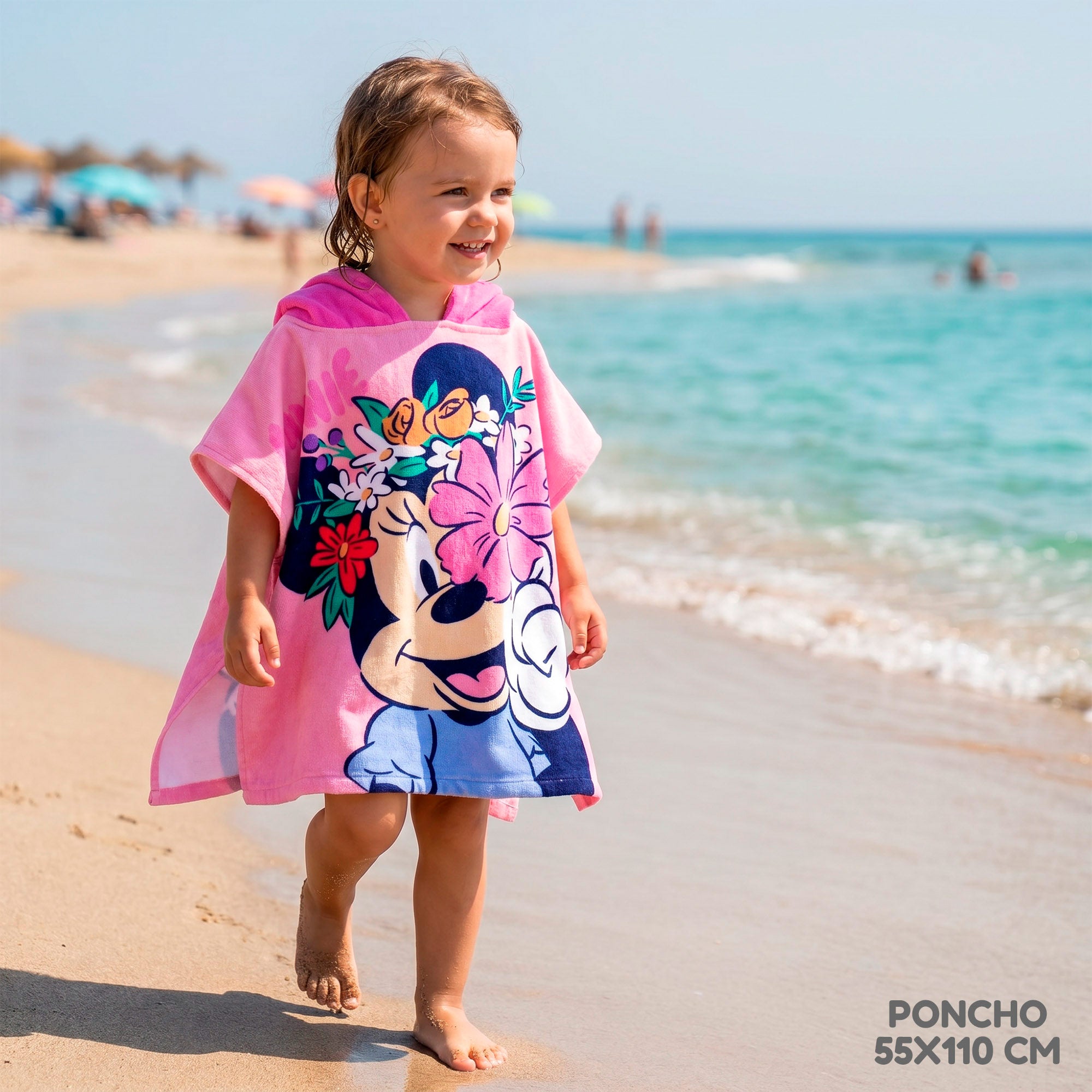 Minnie Set cubo de playa con poncho, accesorios y mochila