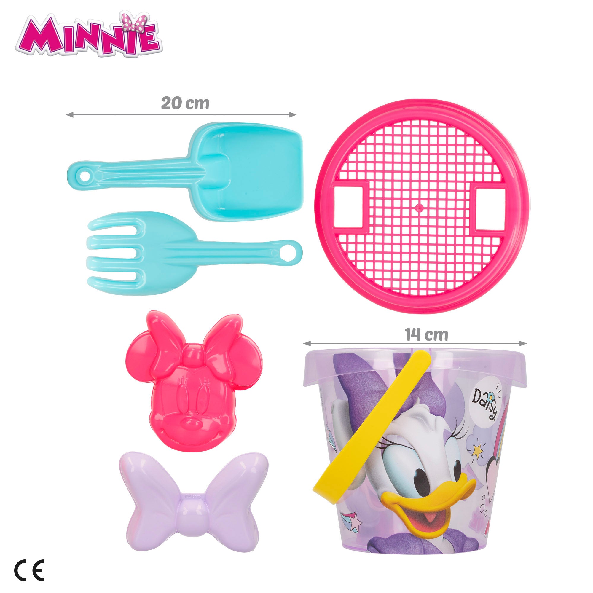 Minnie Set cubo de playa con poncho, accesorios y mochila