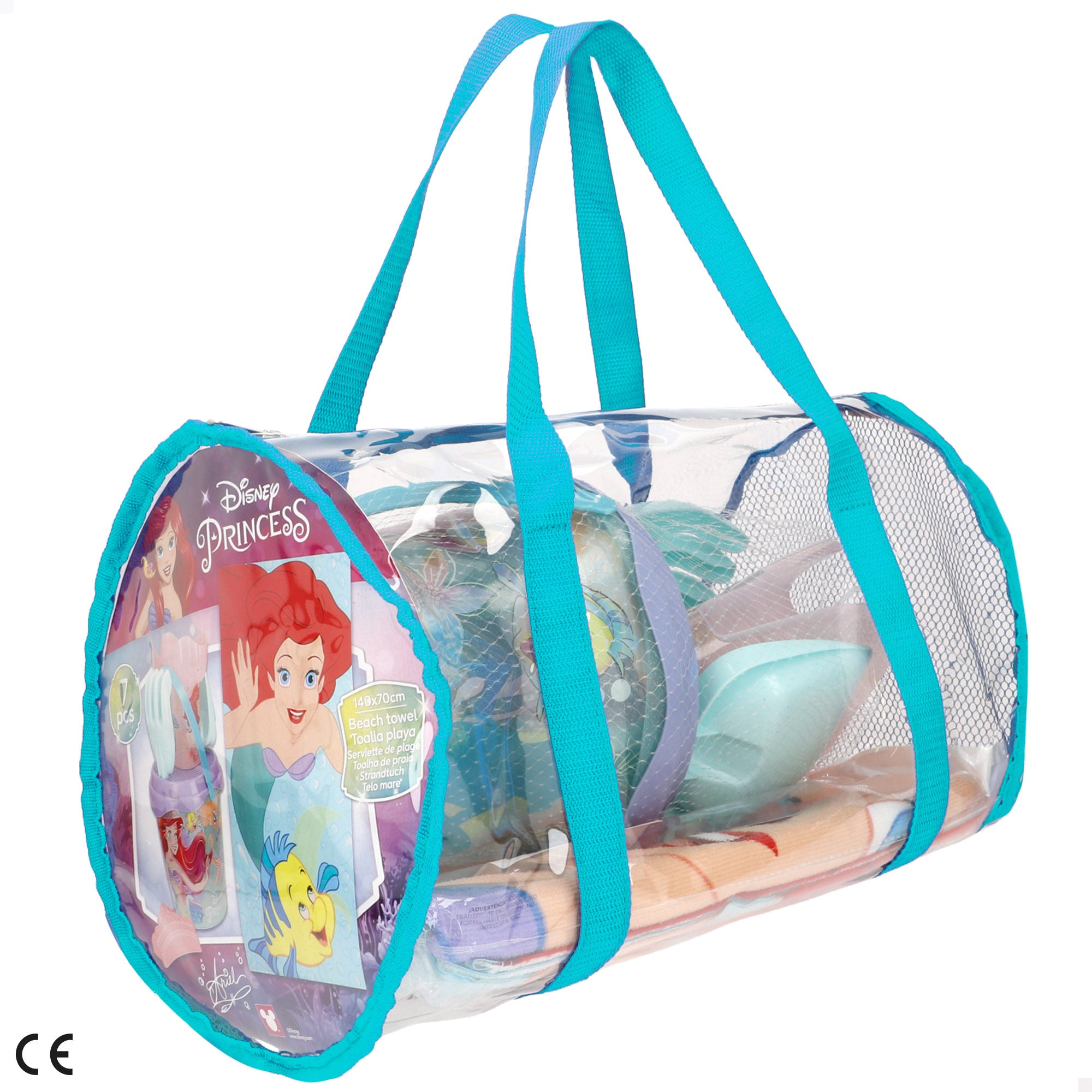 La Sirenita Set cubo de playa con toalla, accesorios y bolsa