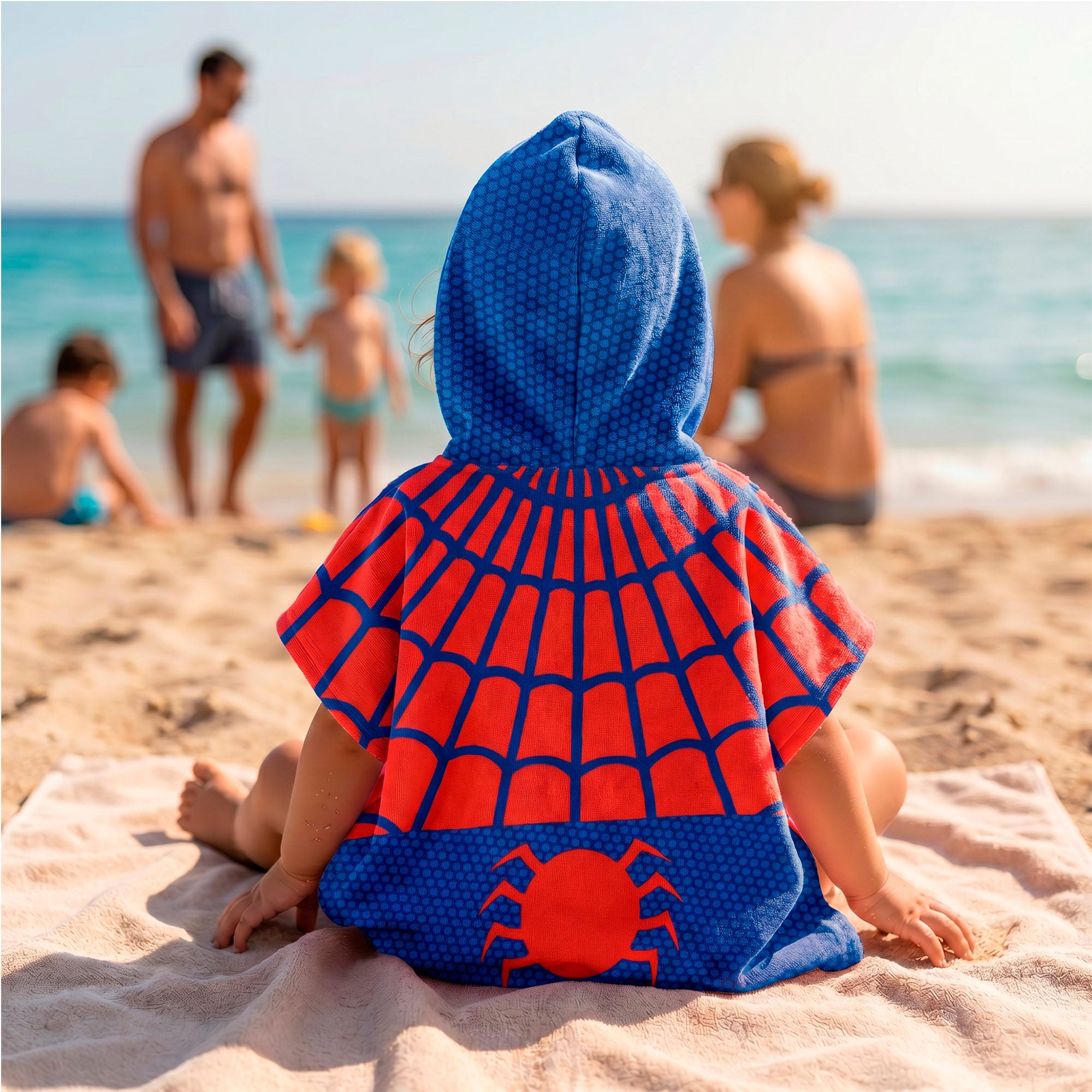 Spidey Set cubo de playa con poncho, accesorios y mochila