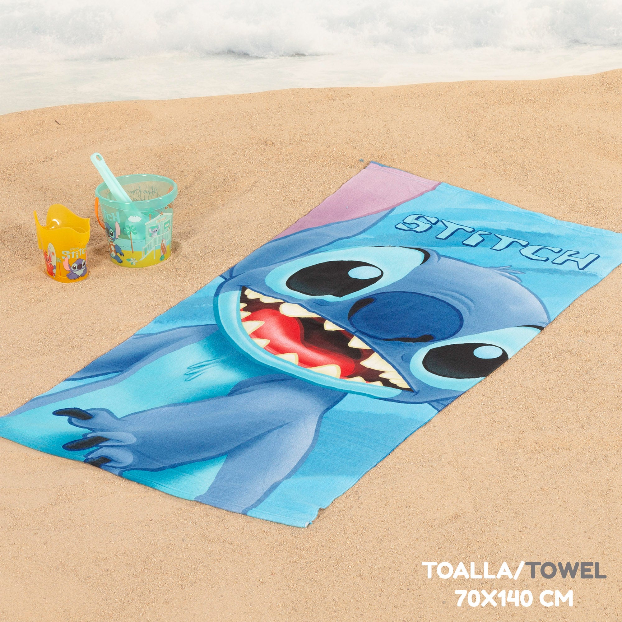 Stitch Set cubo de playa con toalla, accesorios y bolsa