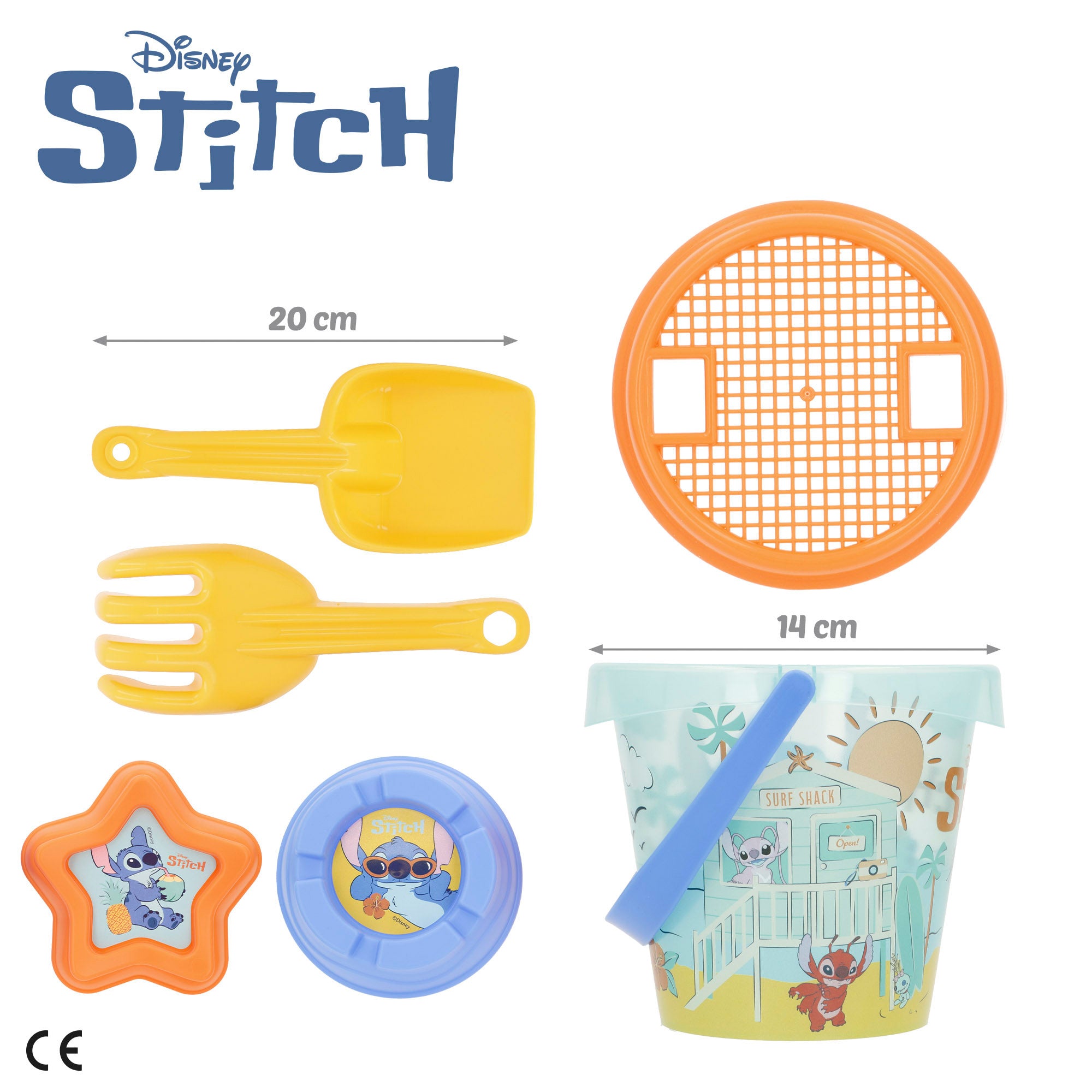 Stitch Set cubo de playa con poncho, accesorios y mochila