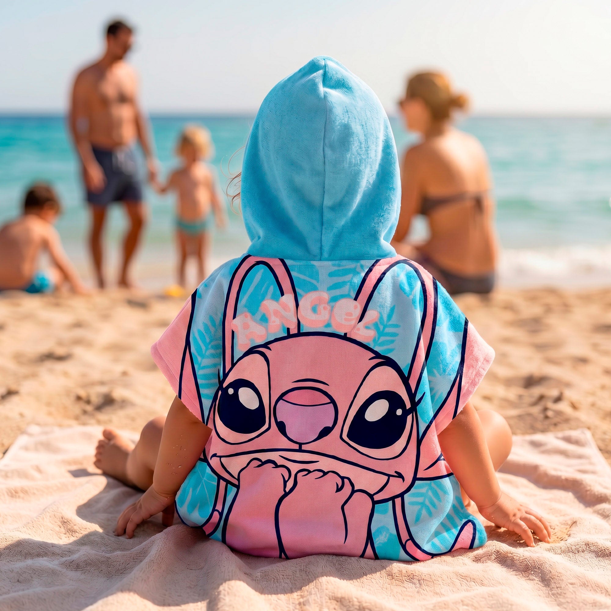 Stitch Set cubo de playa con poncho, accesorios y mochila