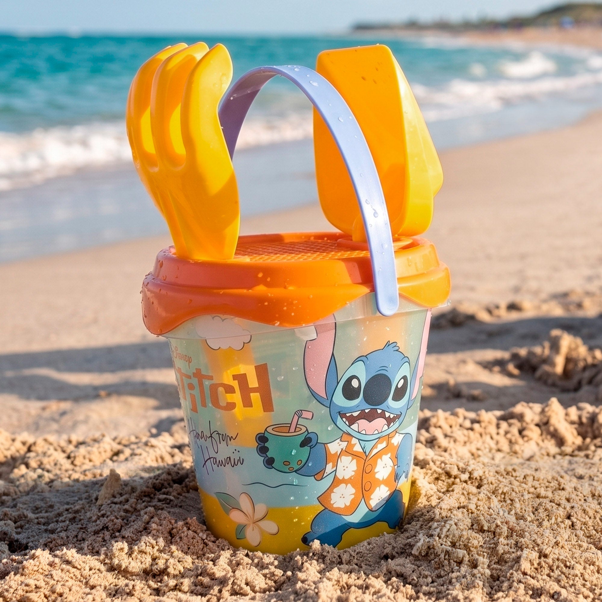 Stitch Set cubo de playa con poncho, accesorios y mochila