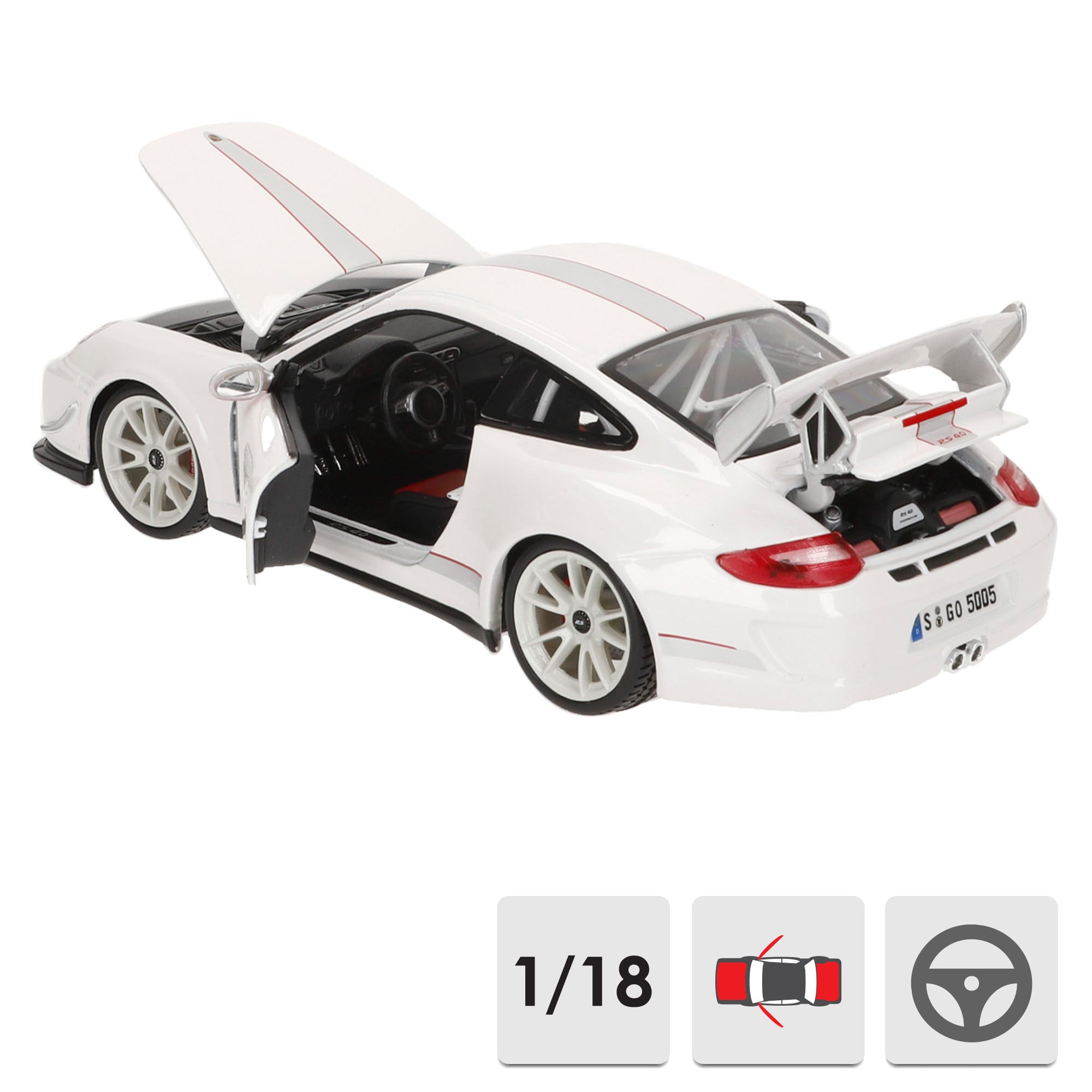 Burago Maqueta Coche Porsche 911 GT3 RS 4.0 Blanco 1:18