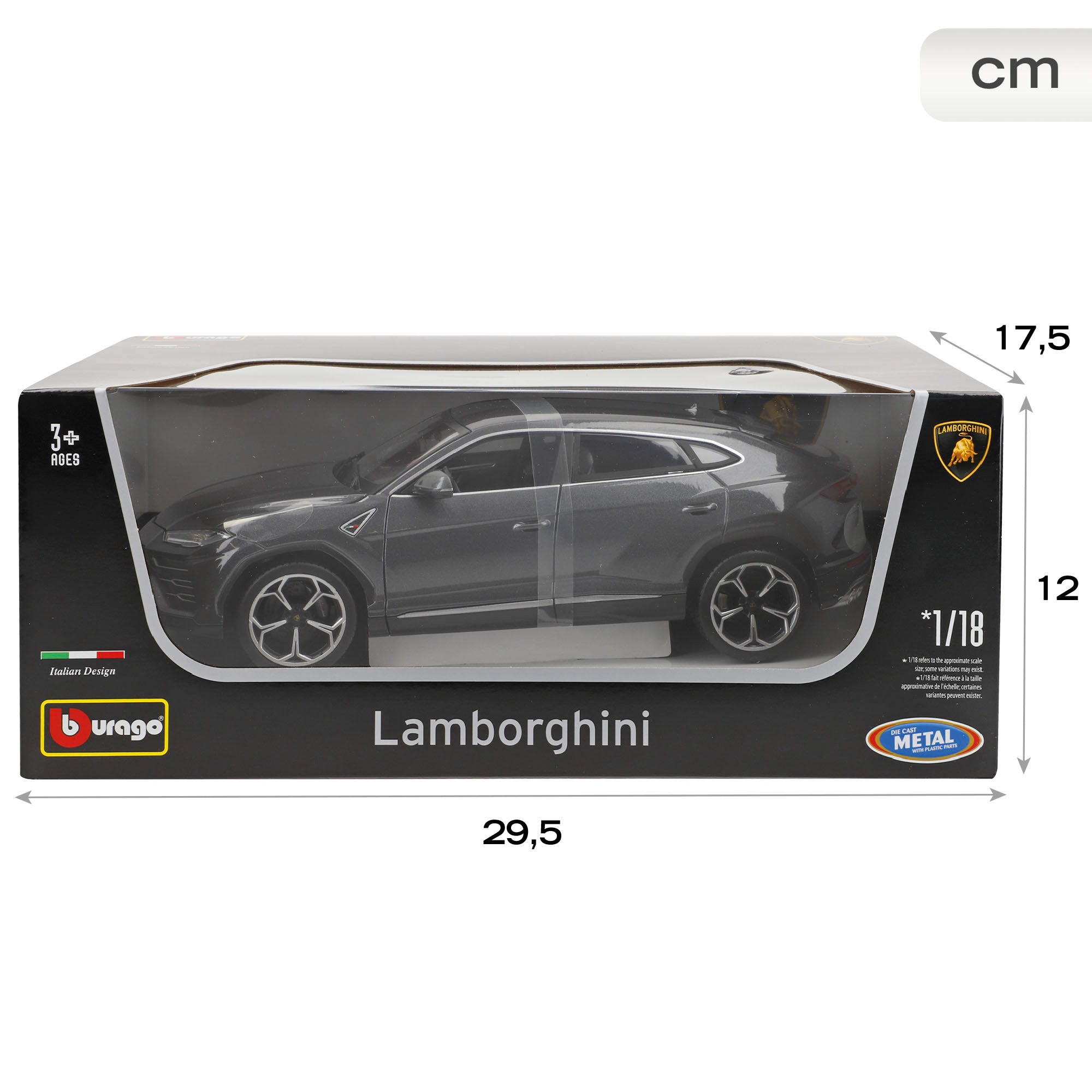 Burago Model Car Lamborghini Urus Cinza 1:18