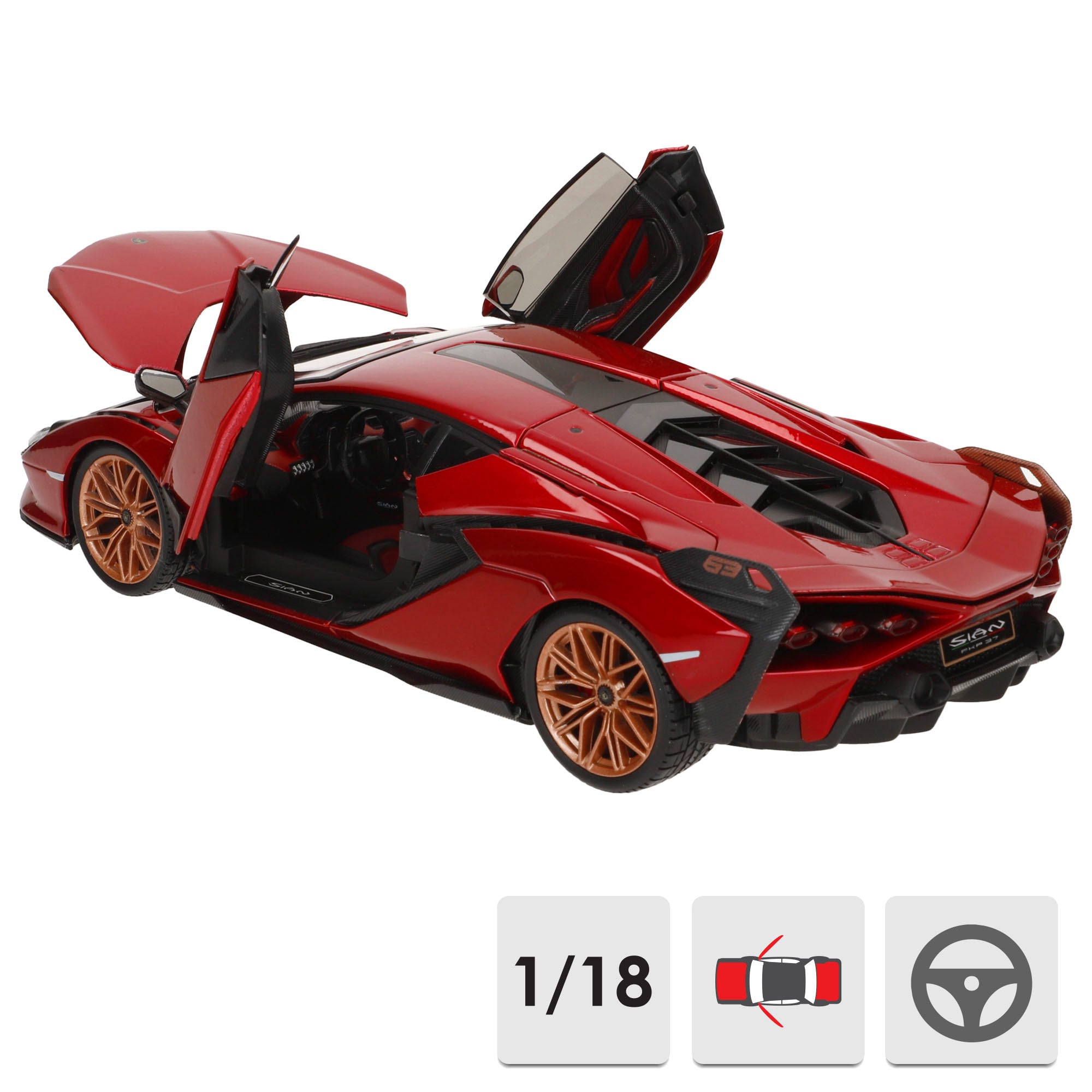 Burago Maqueta Coche Lamborghini Sián FKP 37 Rojo 1:18