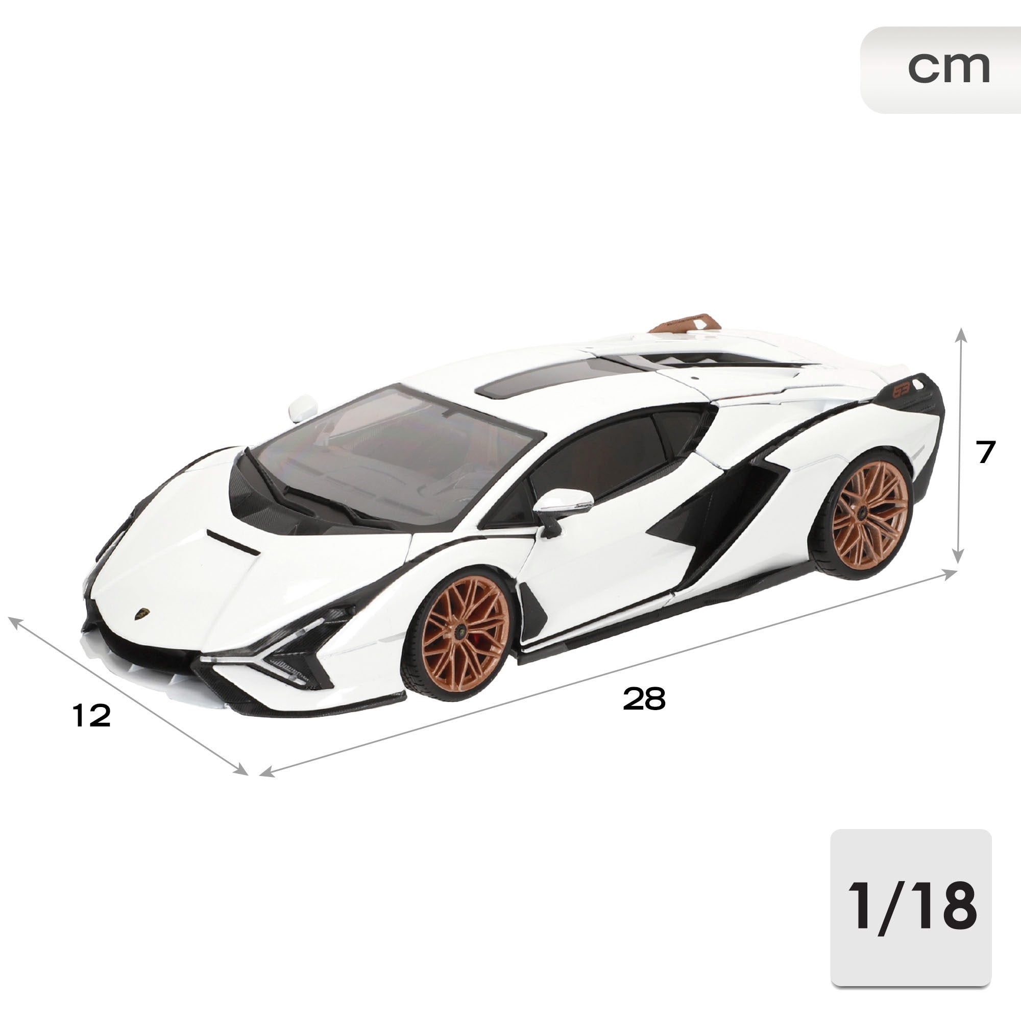 Burago Model Car Lamborghini Sián FKP 37 Branco 1:18
