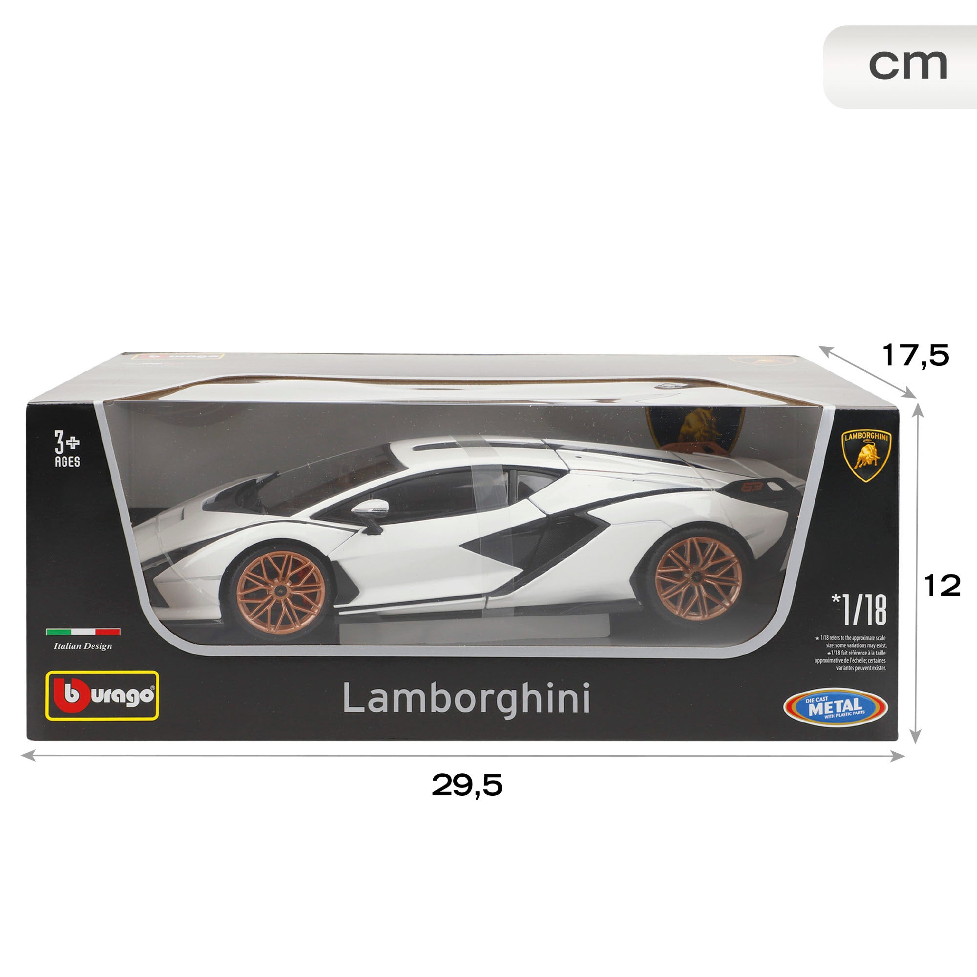 Burago Model Car Lamborghini Sián FKP 37 Branco 1:18