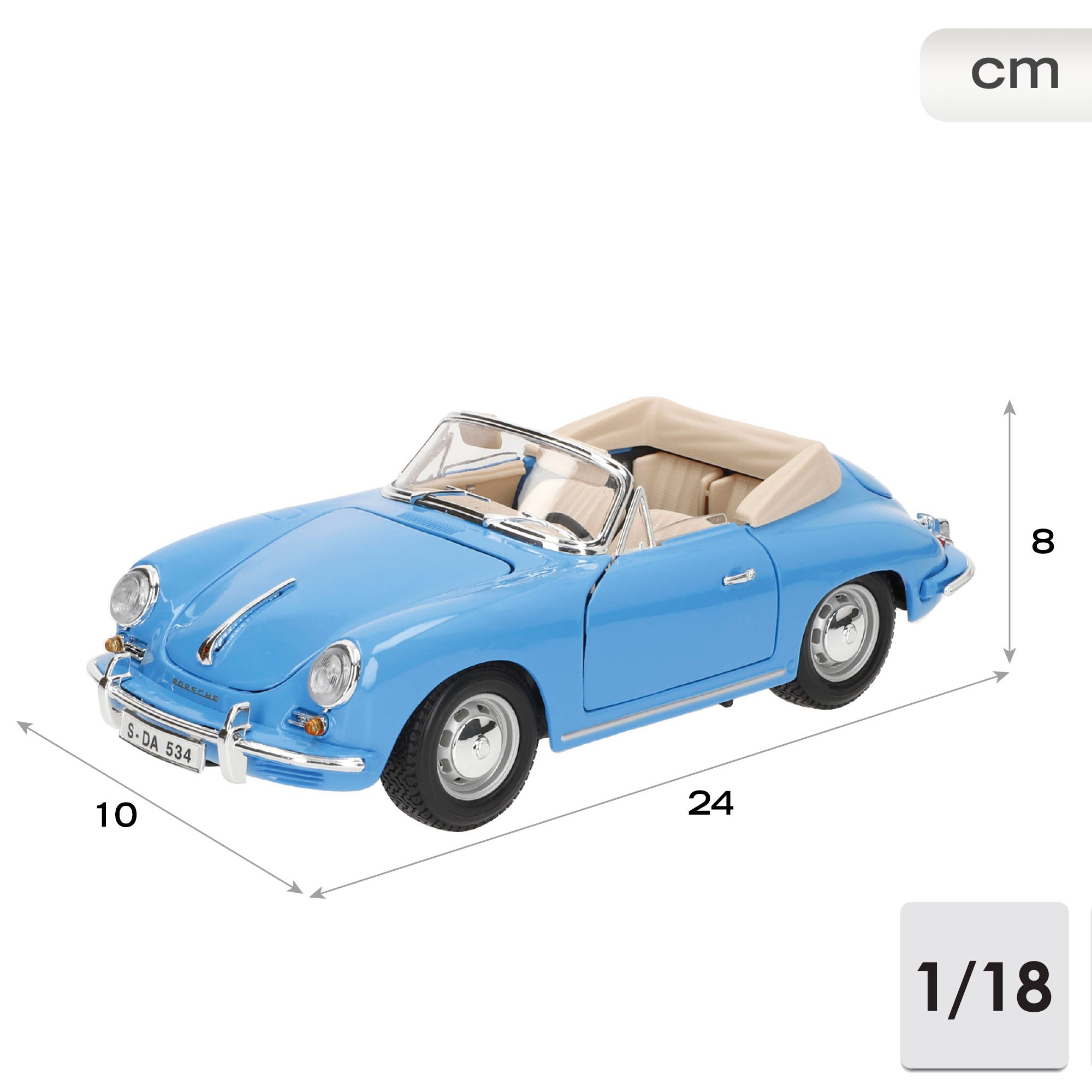 Burago Maqueta Coche Porsche 356B Cabriolet 1961 1:18