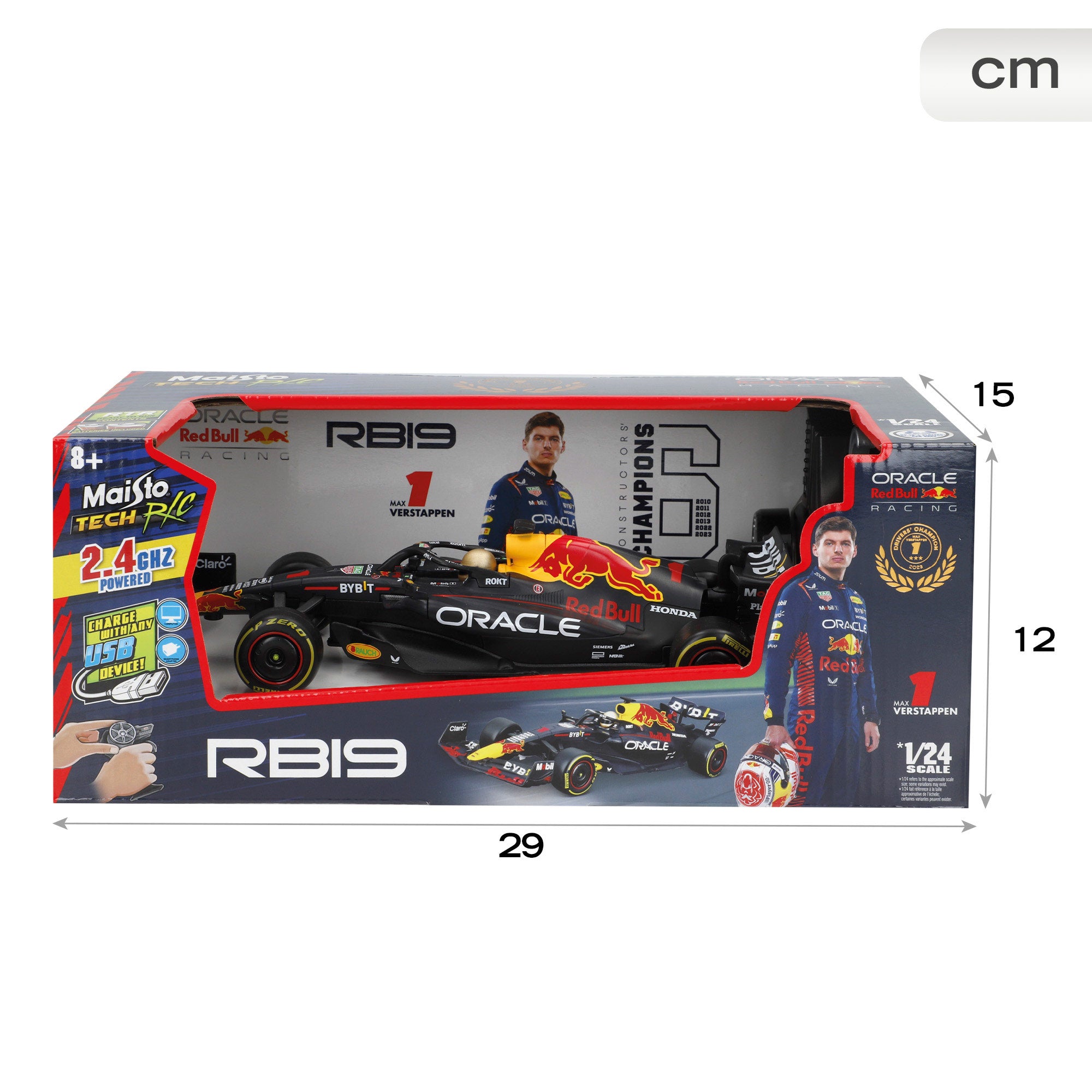 Carro de Fórmula 1 telecomandado Maisto 2023 Oracle Red Bull Racing RB19 Verstappen ou Perez 1:24