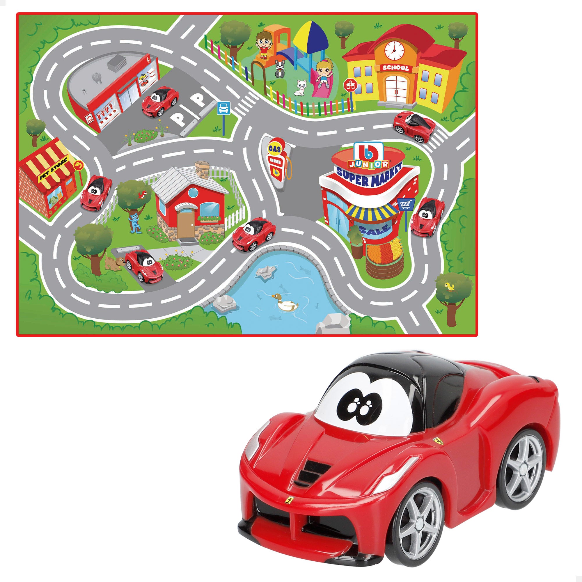 Burago Set de juego alfombra bebé circuito con coche Ferrari LaFerrari