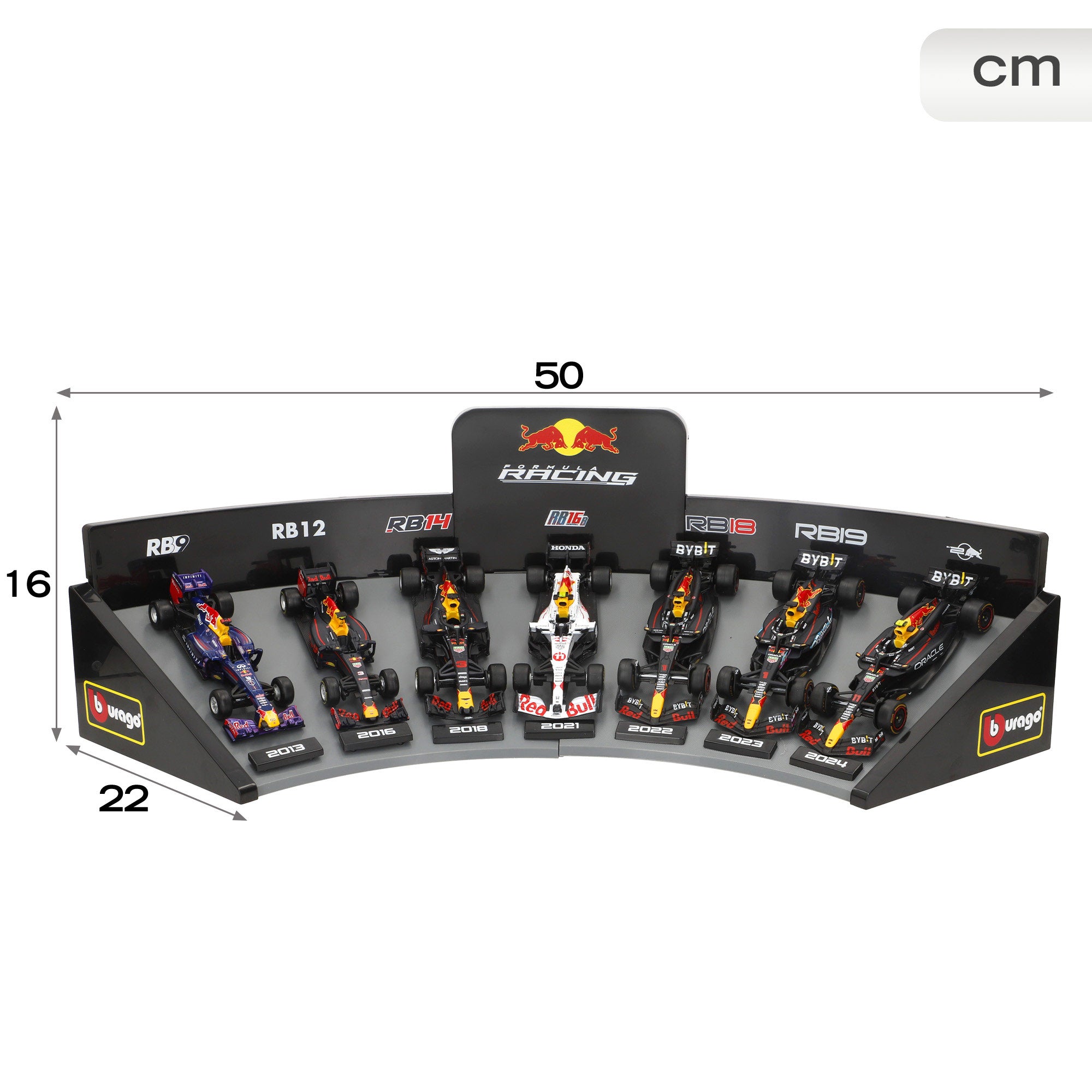 Burago Set 7 coches colección 1:43 F1 Red Bull con expositor
