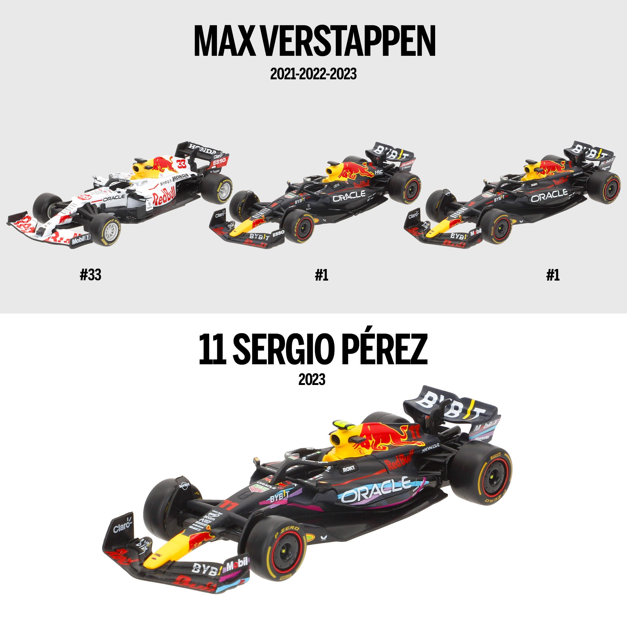 Burago Set 4 coches 1:43 F1 Red Bull Verstappen y Pérez
