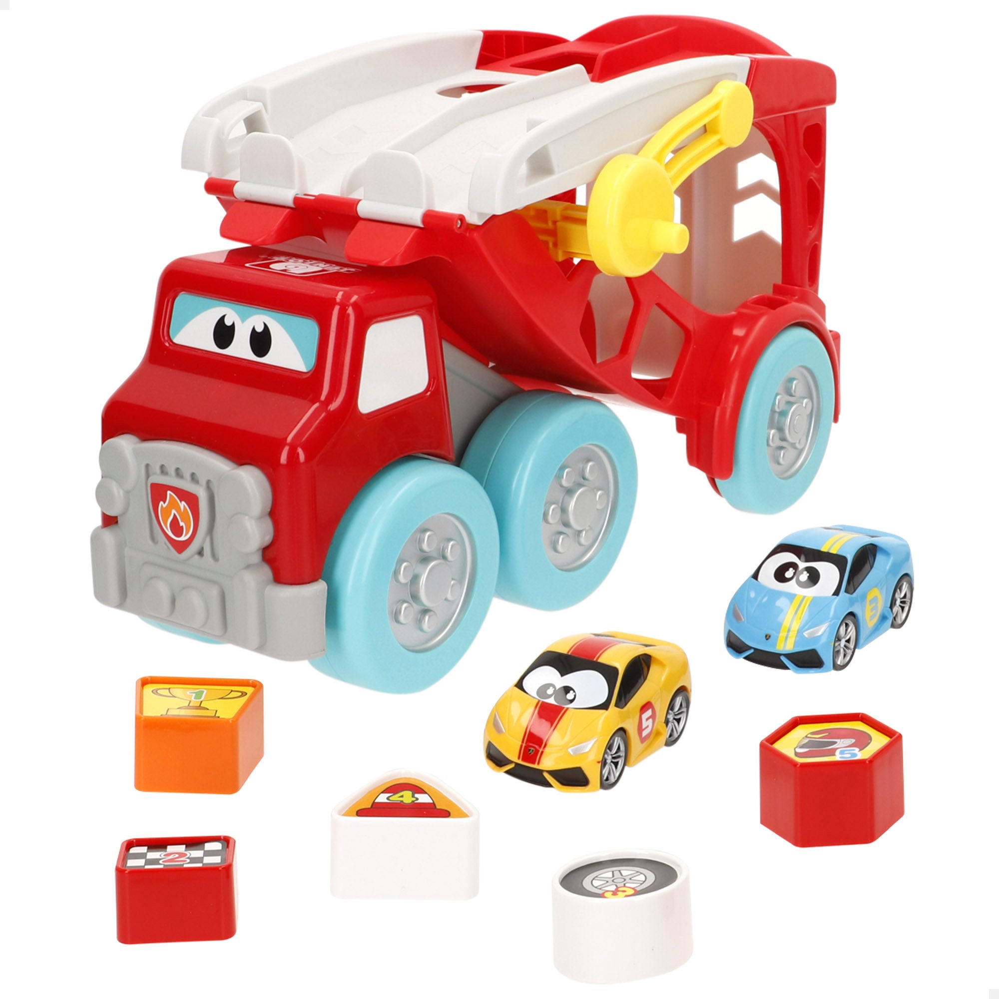 Burago Junior Camión interactivo con coches Lamborghini y accesorios
