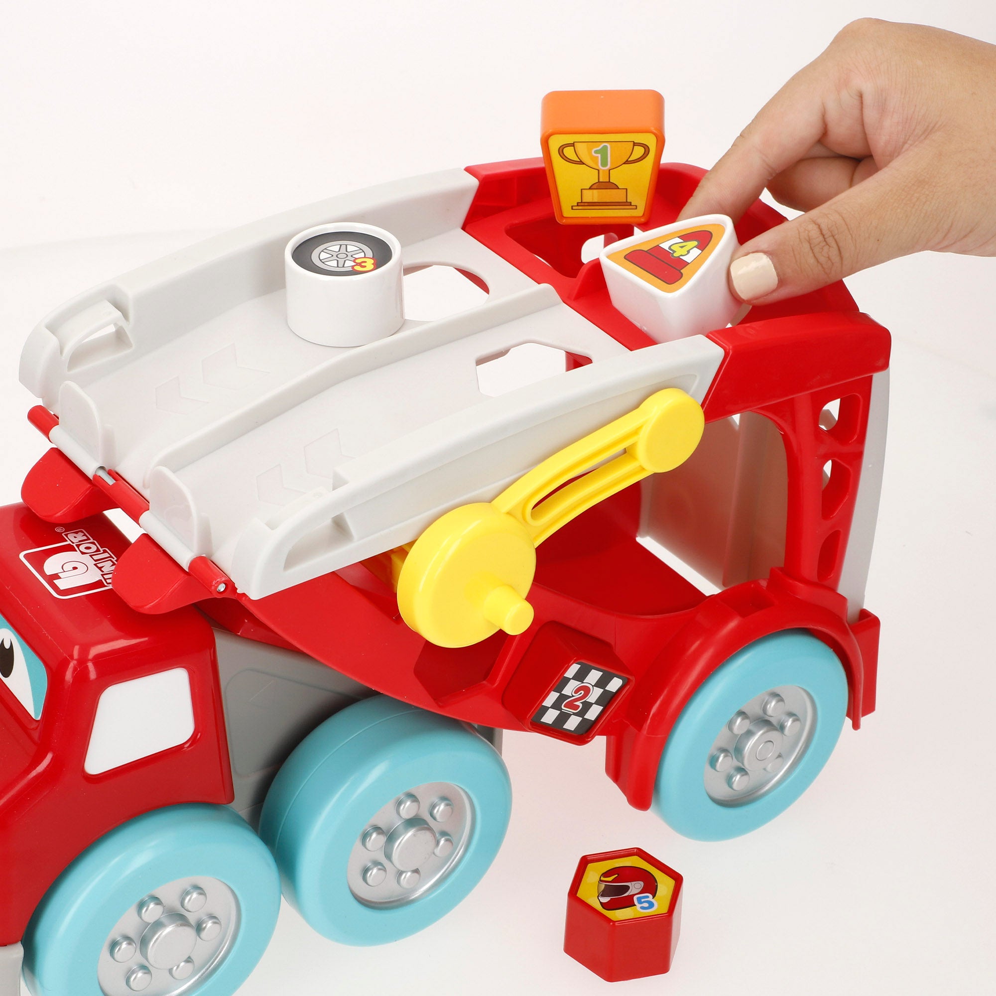Burago Junior Camión interactivo con coches Lamborghini y accesorios